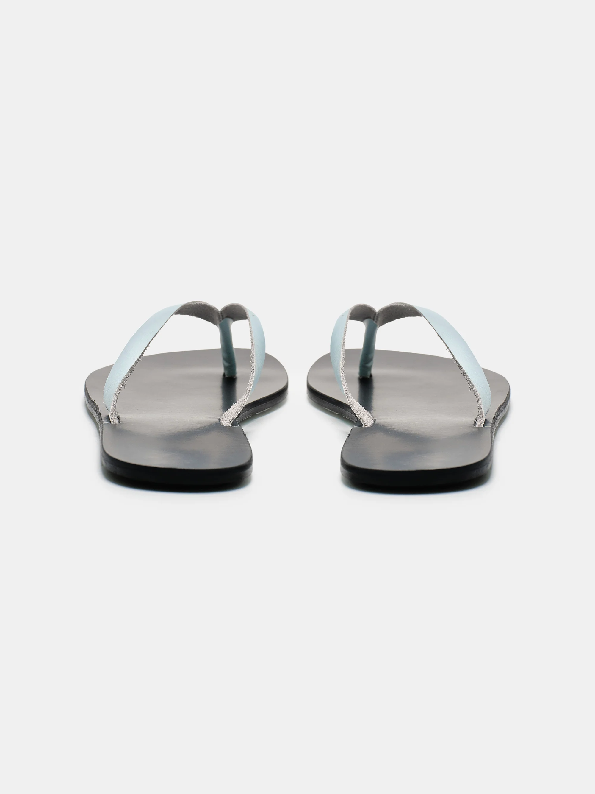 Leather Strap Flip-Flops, Light Blue - Image 4