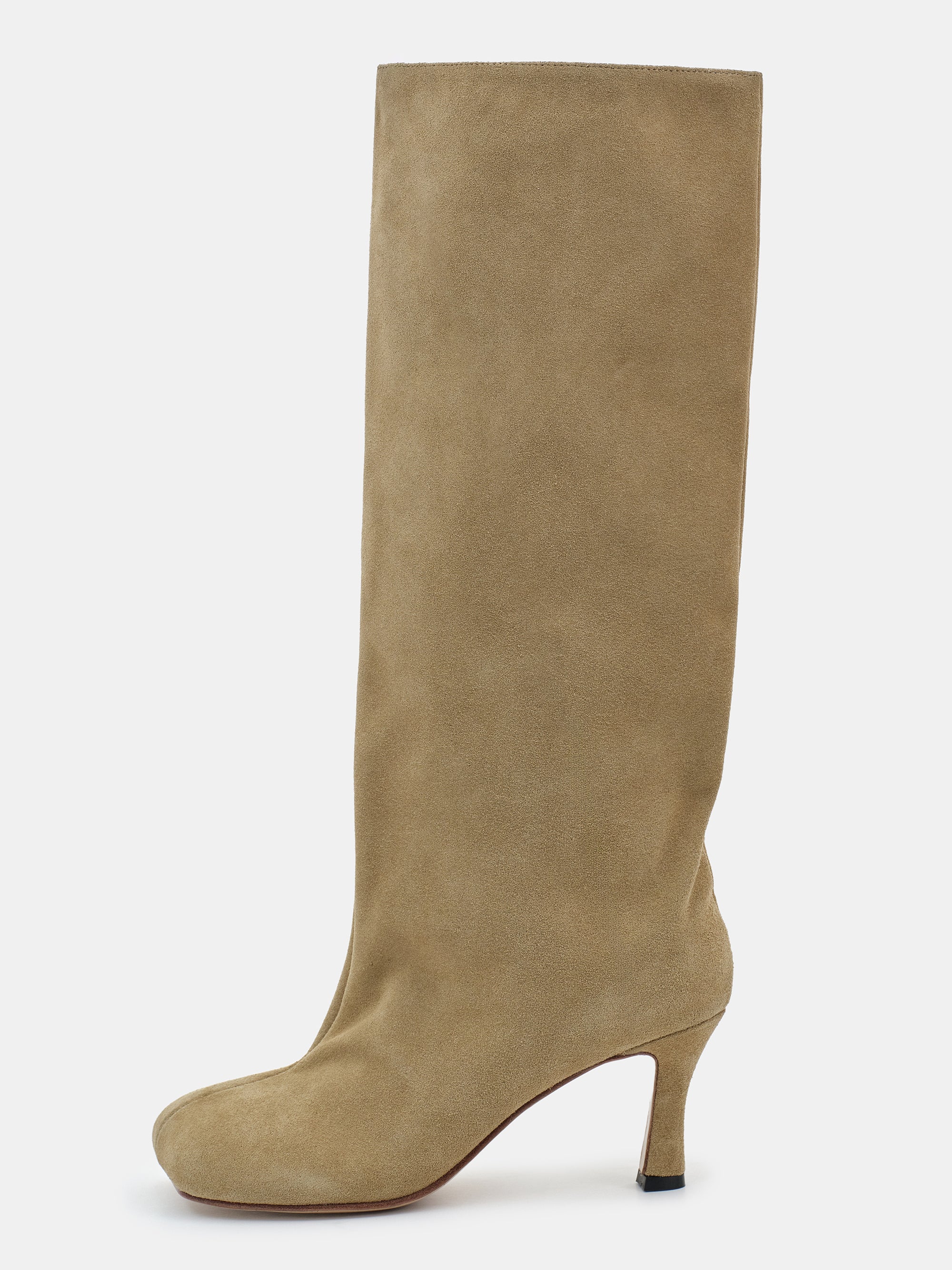 Leather Wide Shaft Boots, Camel