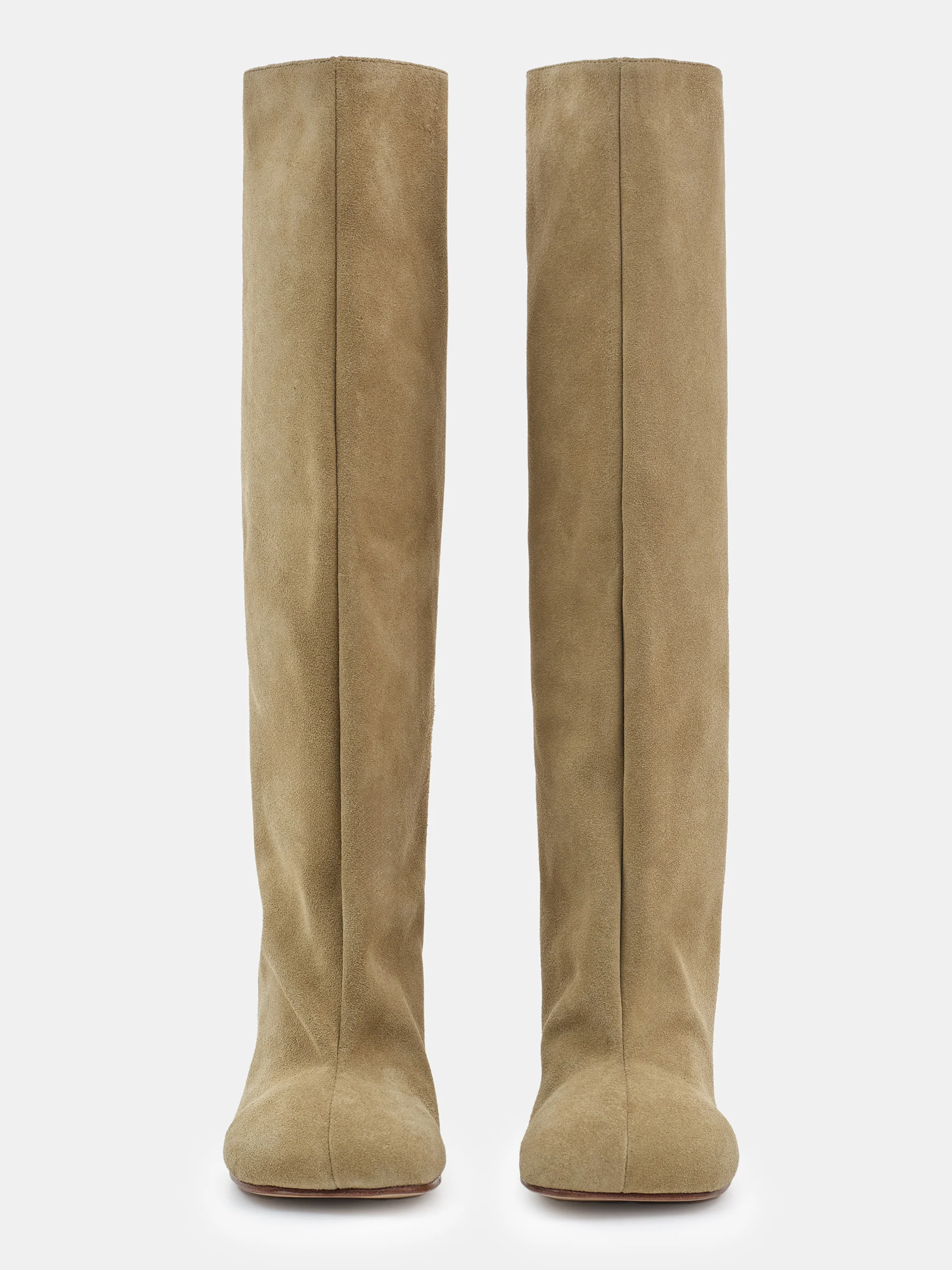 Leather Wide Shaft Boots, Camel - Image 2