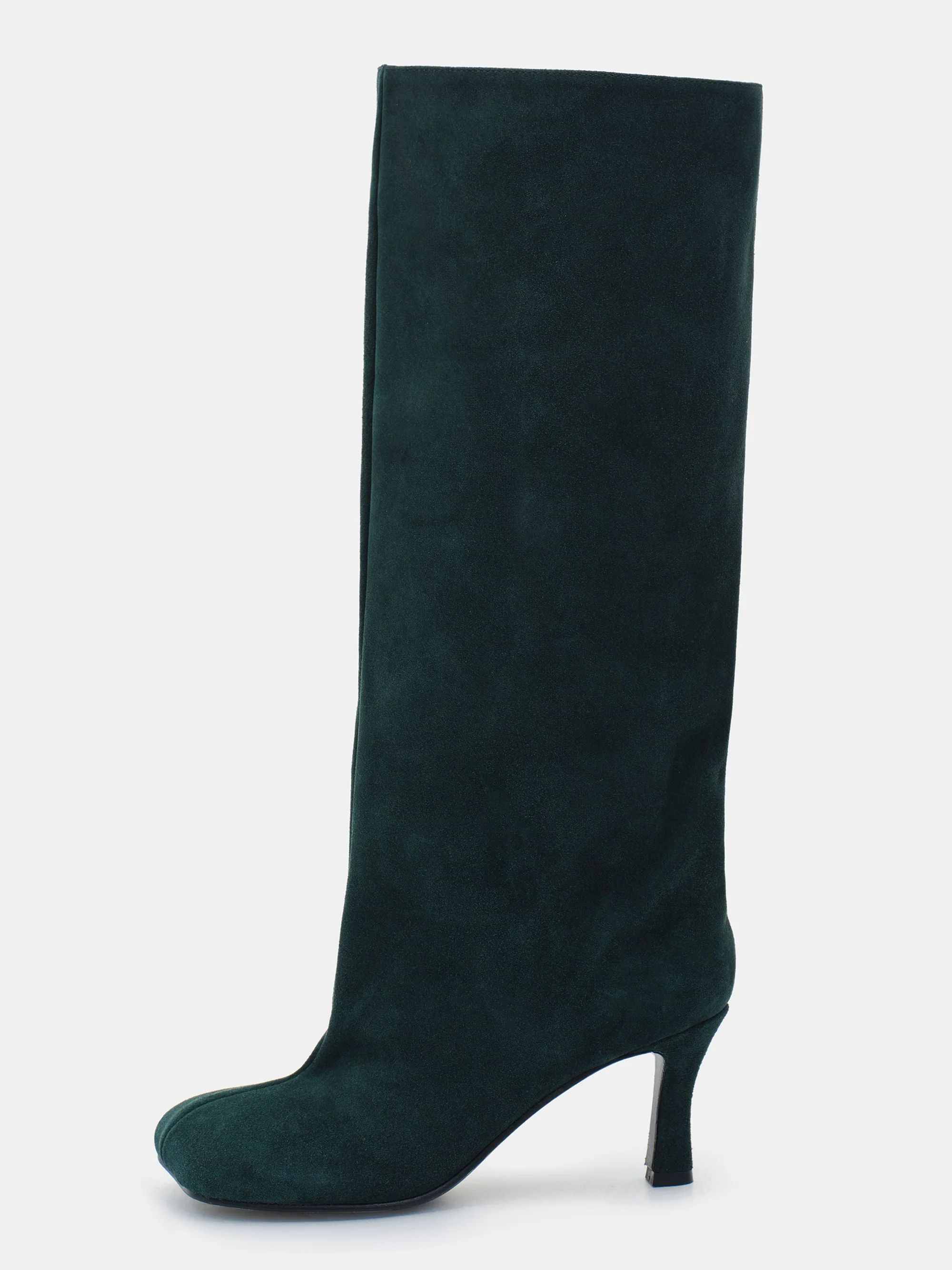 Leather Wide Shaft Boots, Turquoise Green