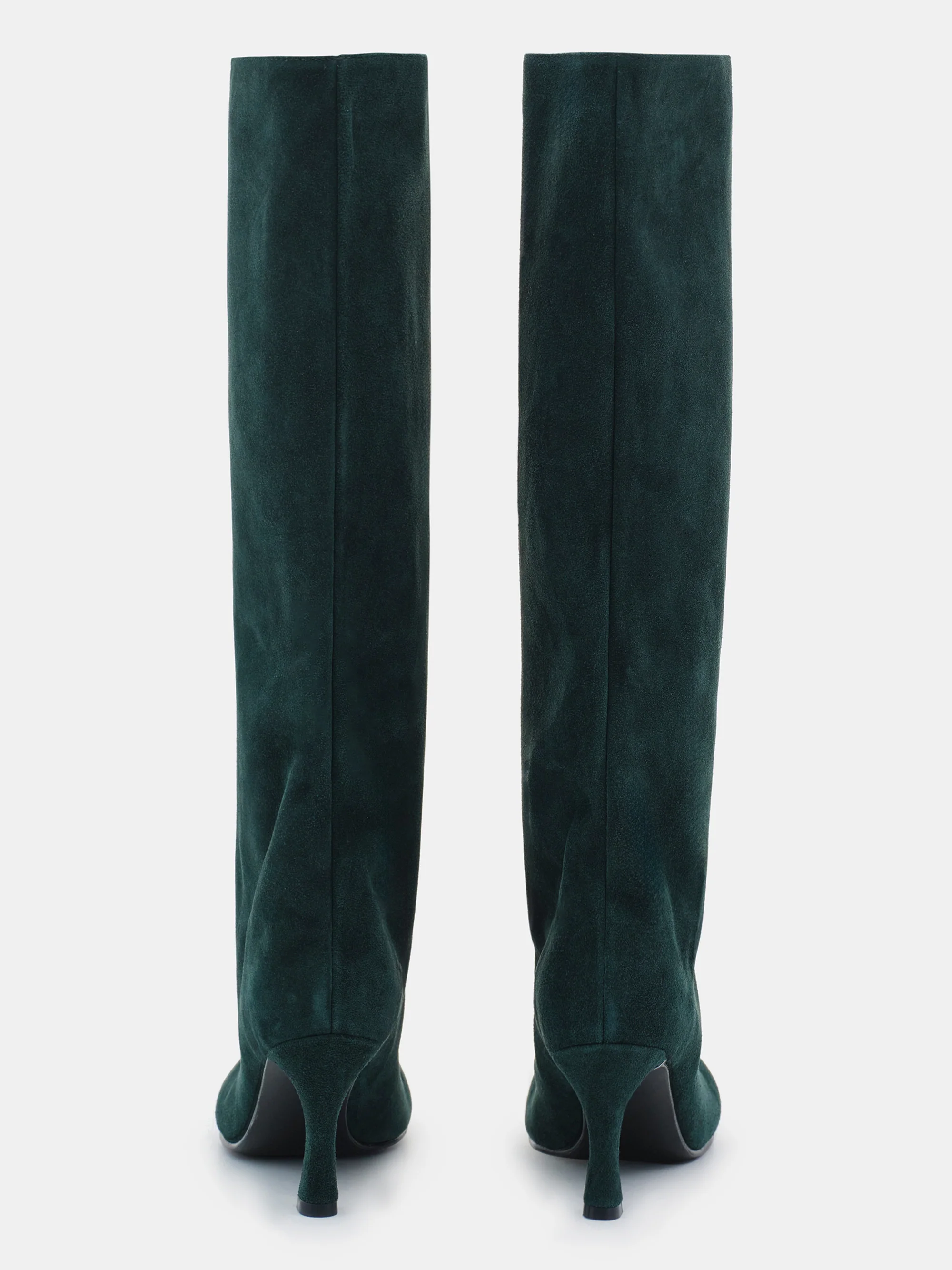 Leather Wide Shaft Boots, Turquoise Green - Image 4
