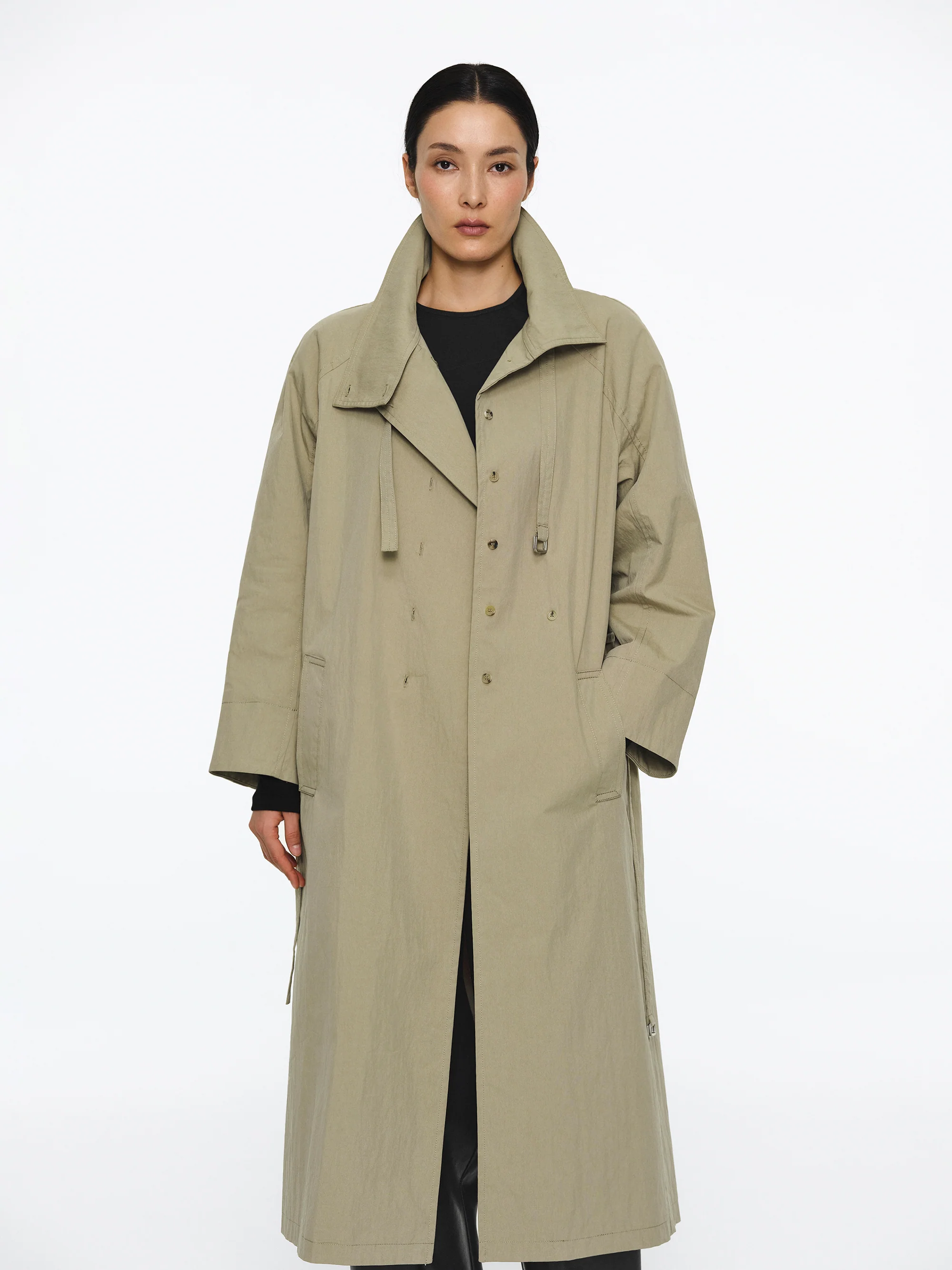 Liko Stand Collar Trench Coat, Beige - Image 3