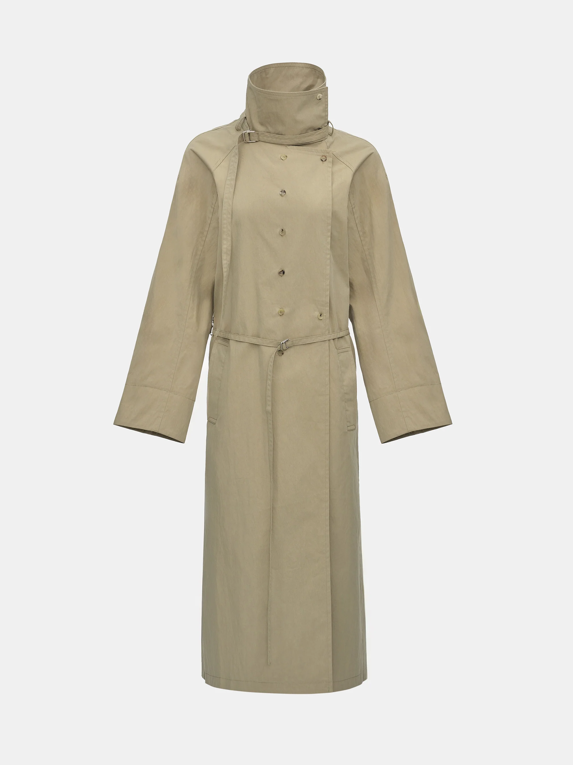 Liko Stand Collar Trench Coat, Beige - Image 6