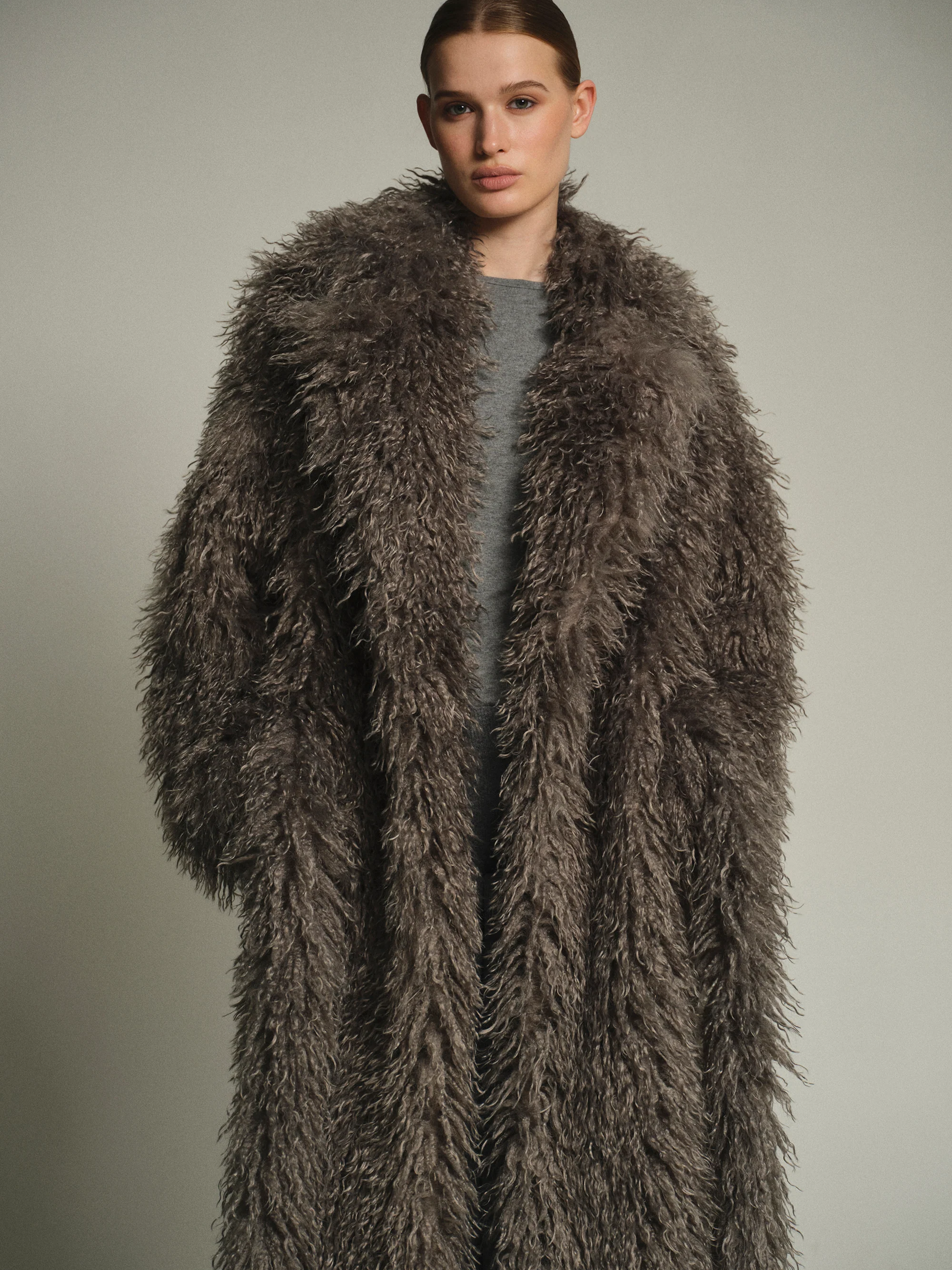 Long Belted Plush Coat, Sage - Image 3