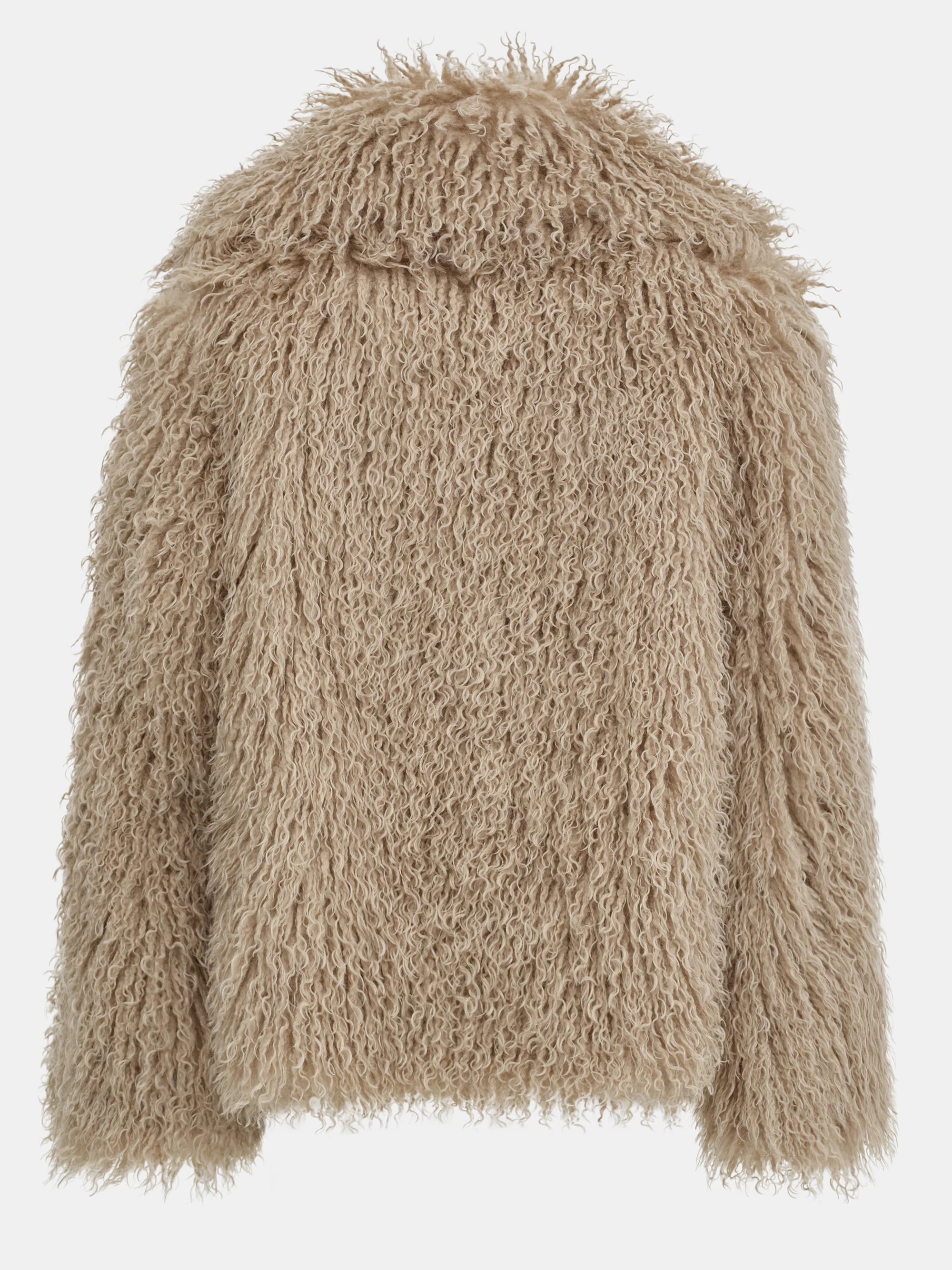 Long Hair Faux-Fur Jacket, Brown - Image 10