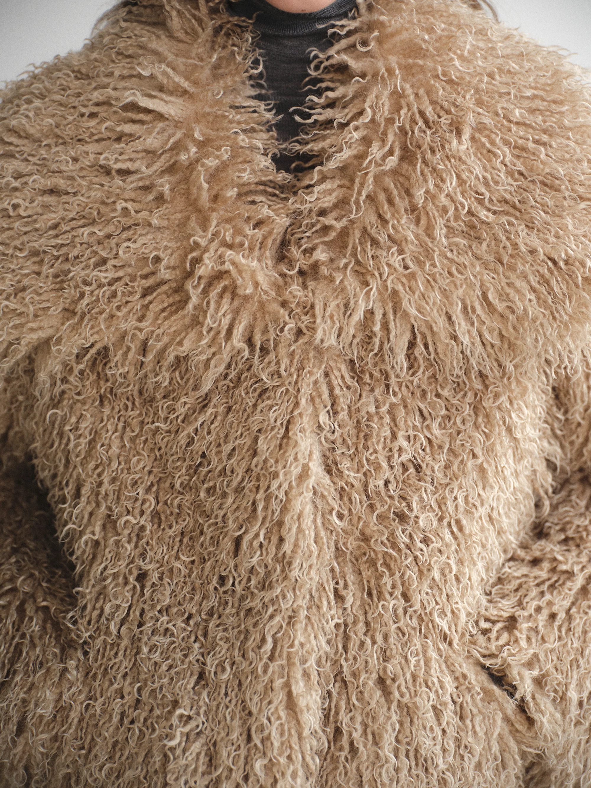 Long Hair Faux-Fur Jacket, Brown - Image 3