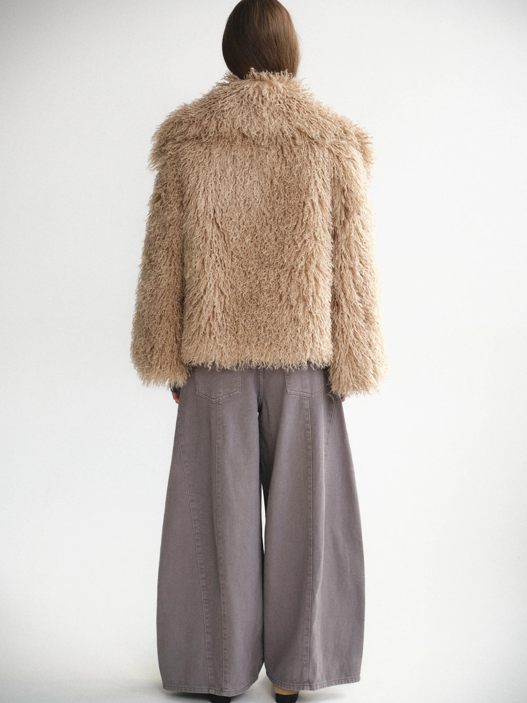 Long Hair Faux-Fur Jacket, Brown - Image 7