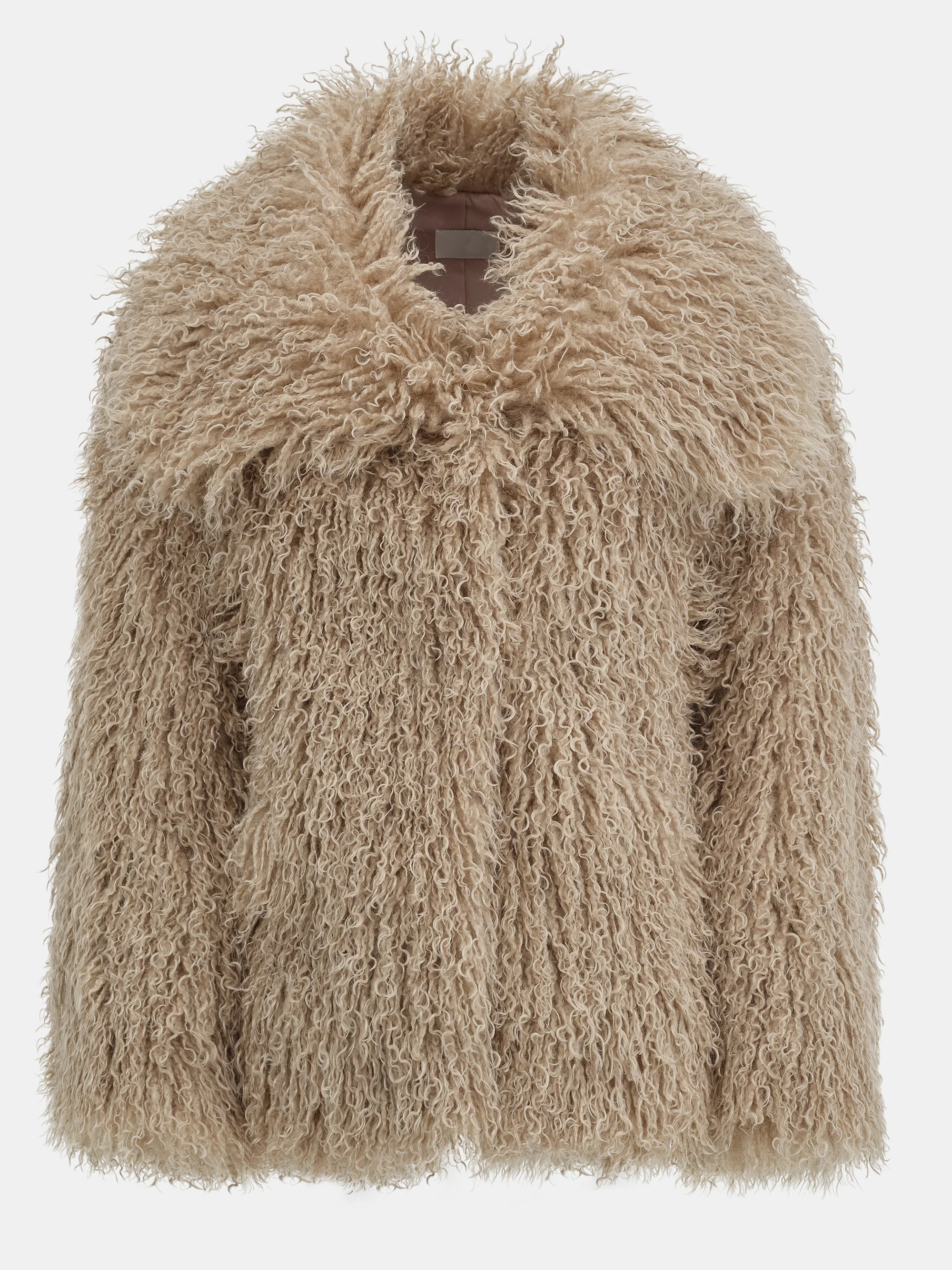 Long Hair Faux-Fur Jacket, Brown - Image 9