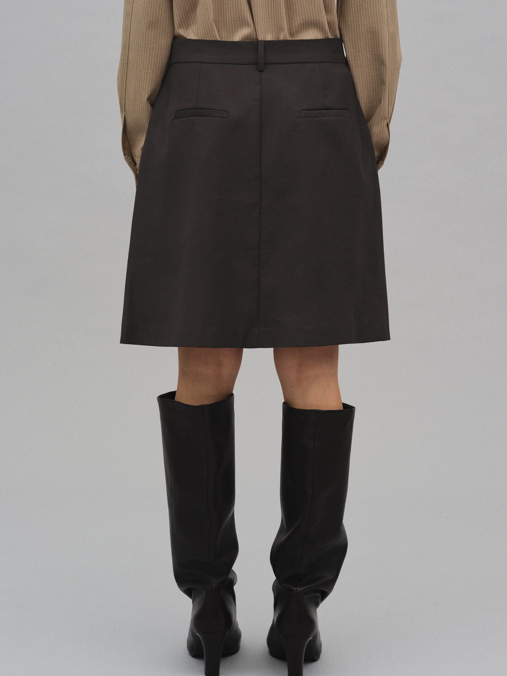 Maia Layered Wrap Midi Skirt, Brown - Image 4