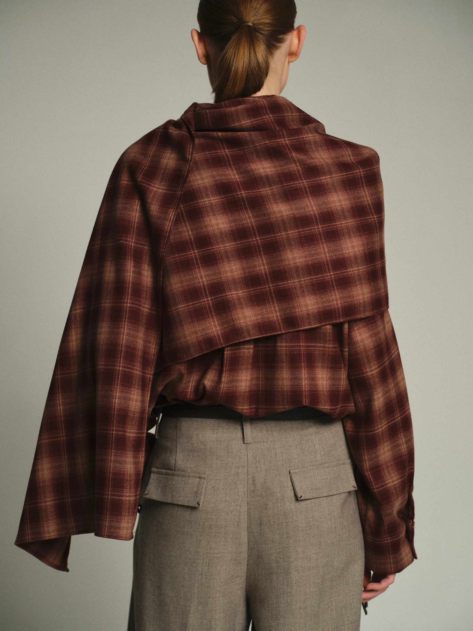 Malia Plaid Scarf Shirt, Sienna - Image 4