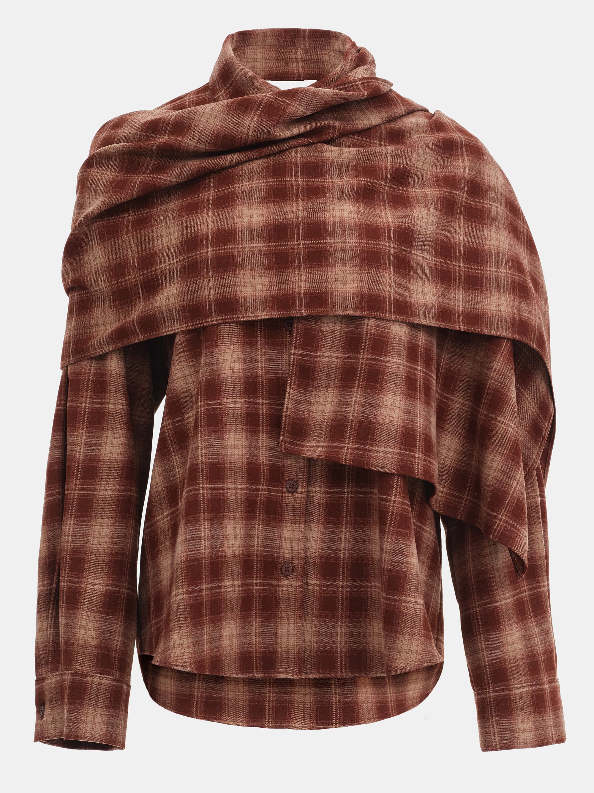Malia Plaid Scarf Shirt, Sienna - Image 5