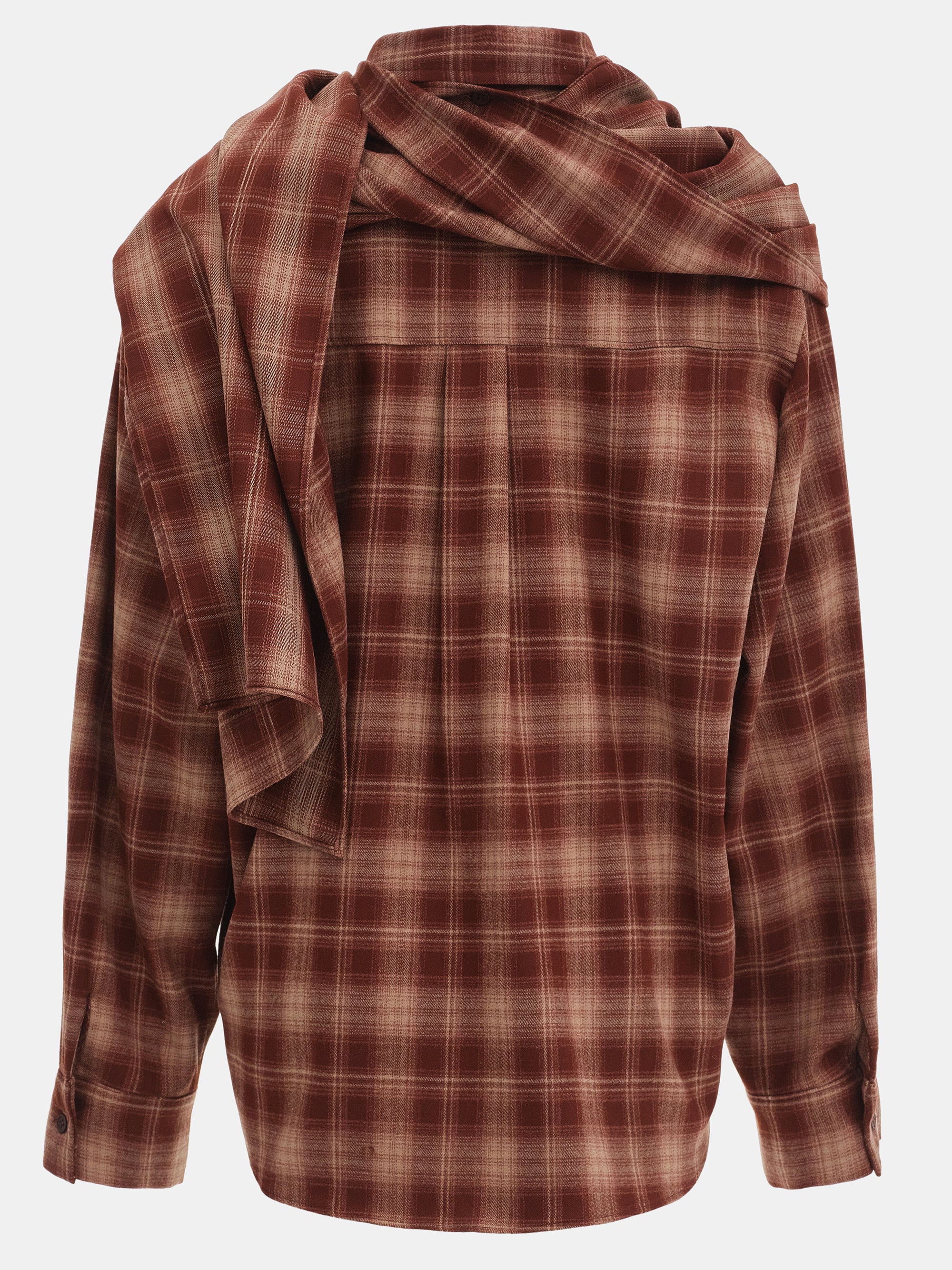 Malia Plaid Scarf Shirt, Sienna - Image 6