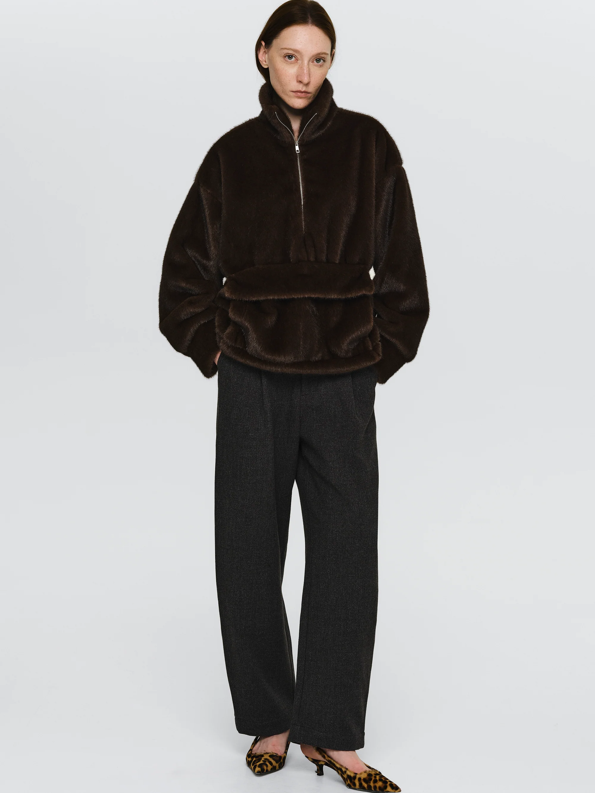 Melange Wool-Blend Trousers, Black - Image 3