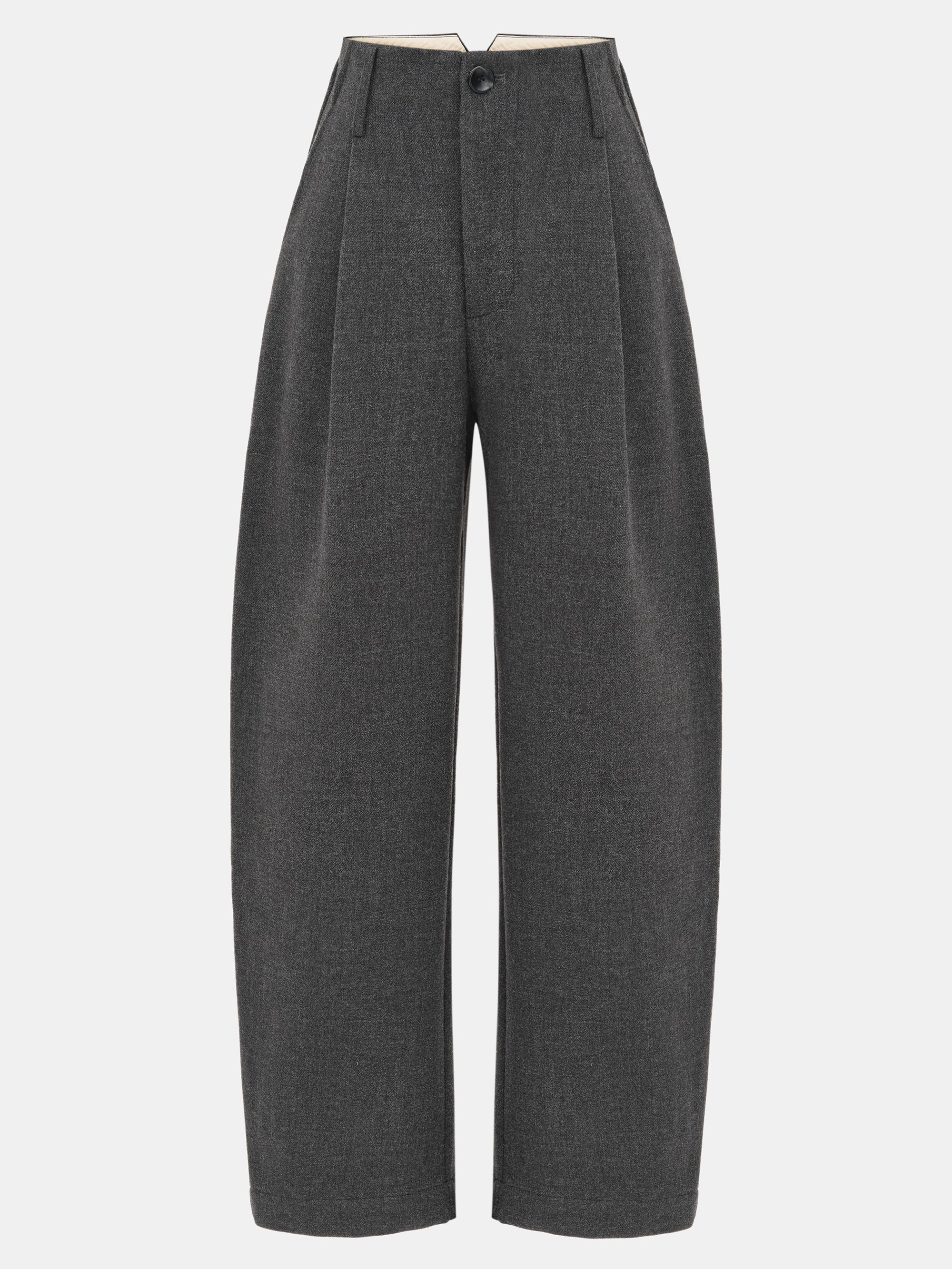 Melange Wool-Blend Trousers, Black - Image 5
