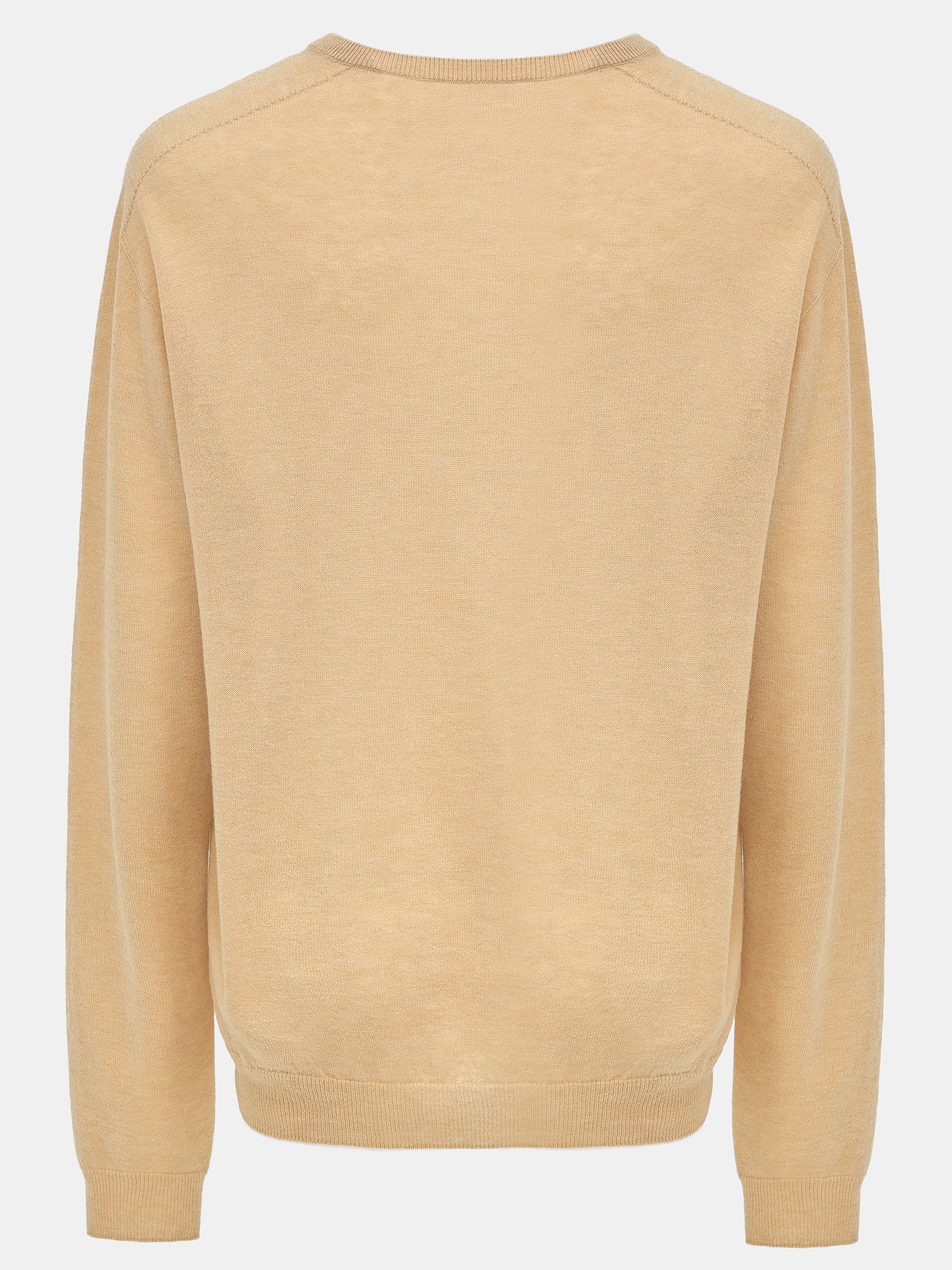 Merino Wool V-Neck Knit, Beige - Image 6