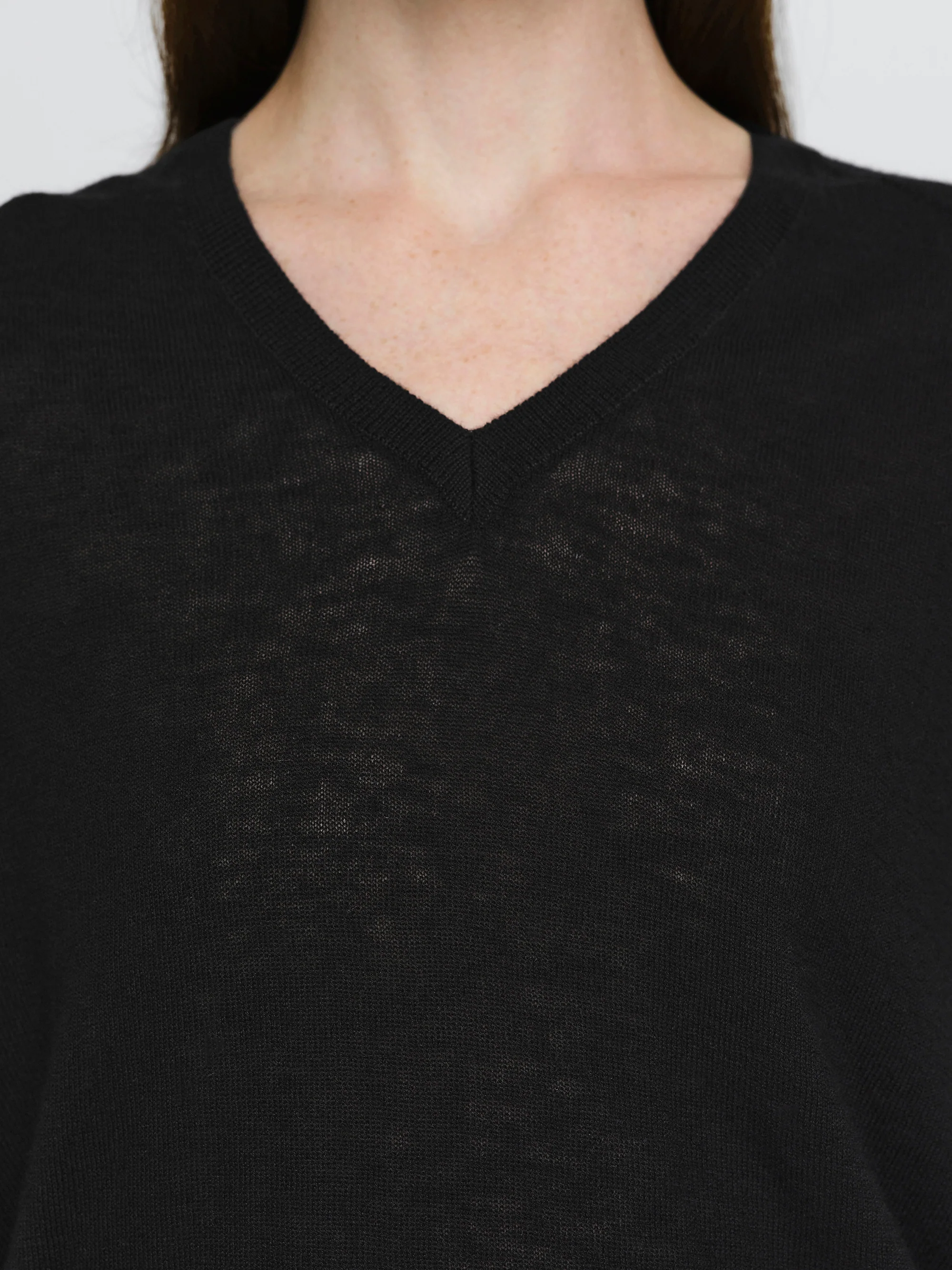 Merino Wool V-Neck Knit, Black - Image 2