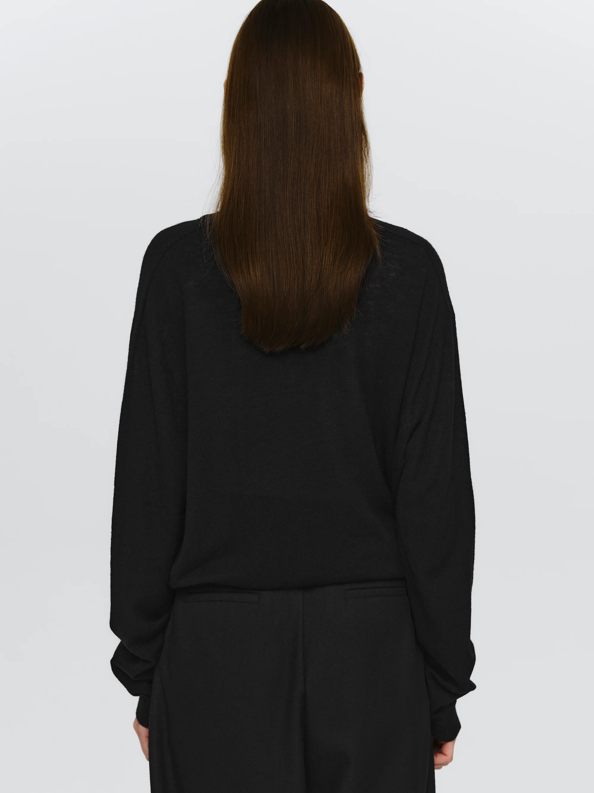 Merino Wool V-Neck Knit, Black - Image 4