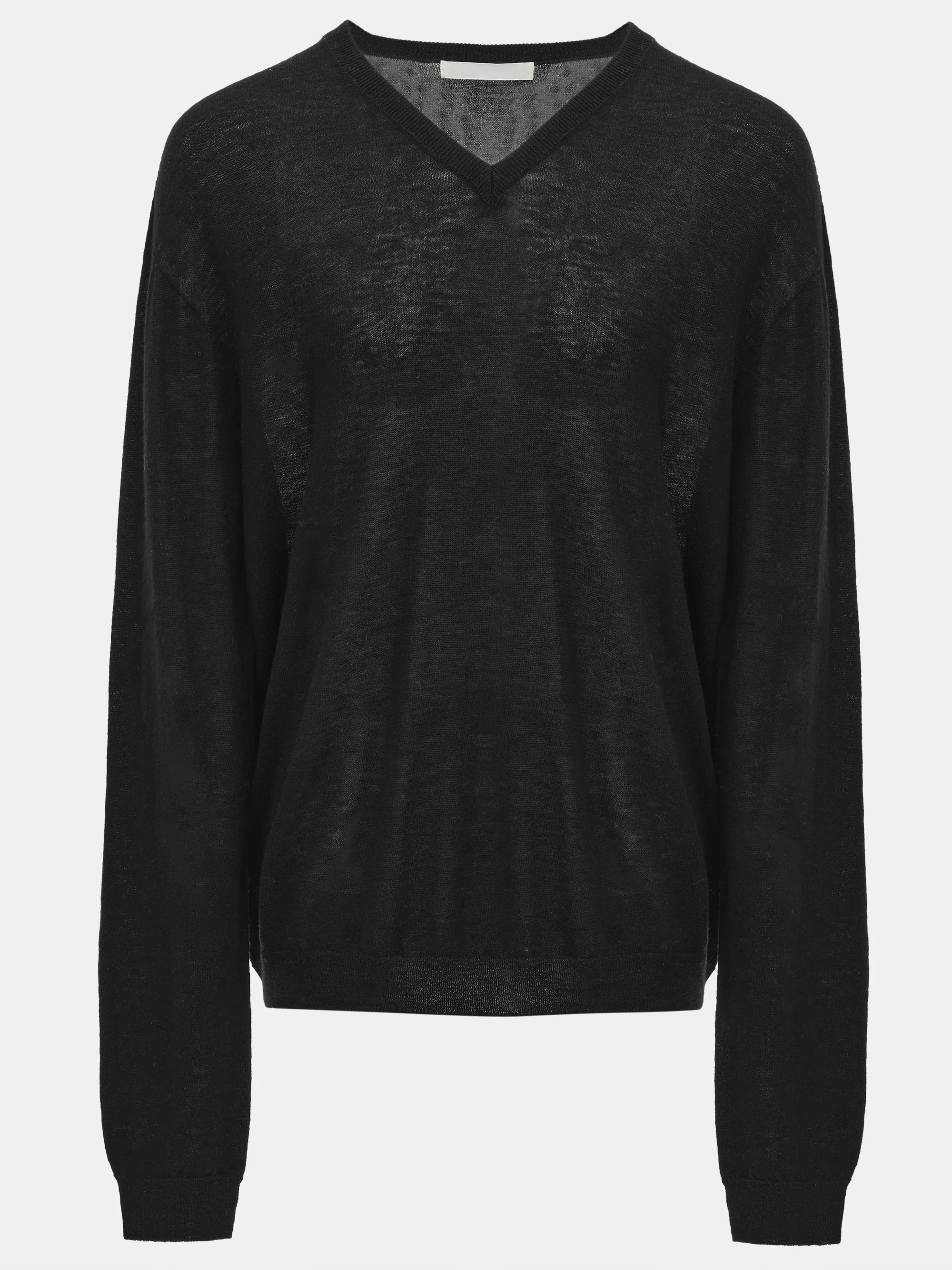Merino Wool V-Neck Knit, Black - Image 5