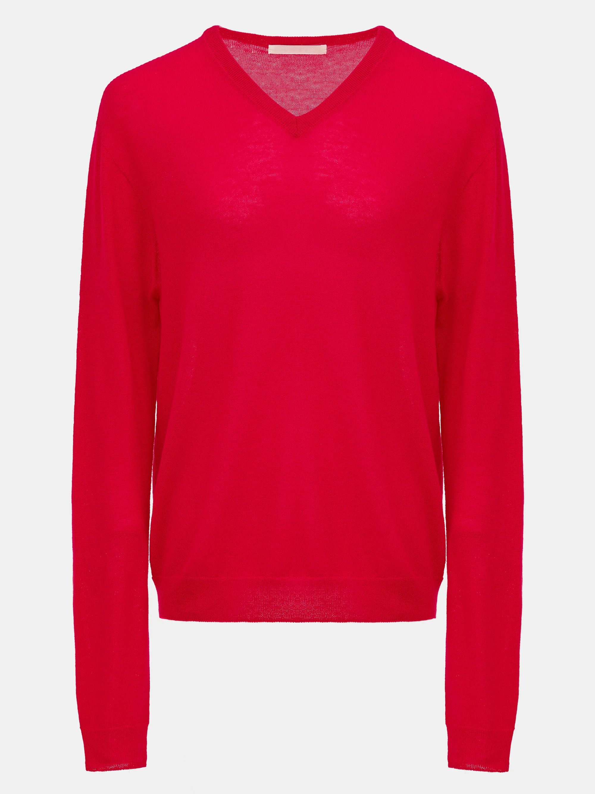 Merino Wool V-Neck Knit, Red - Image 5