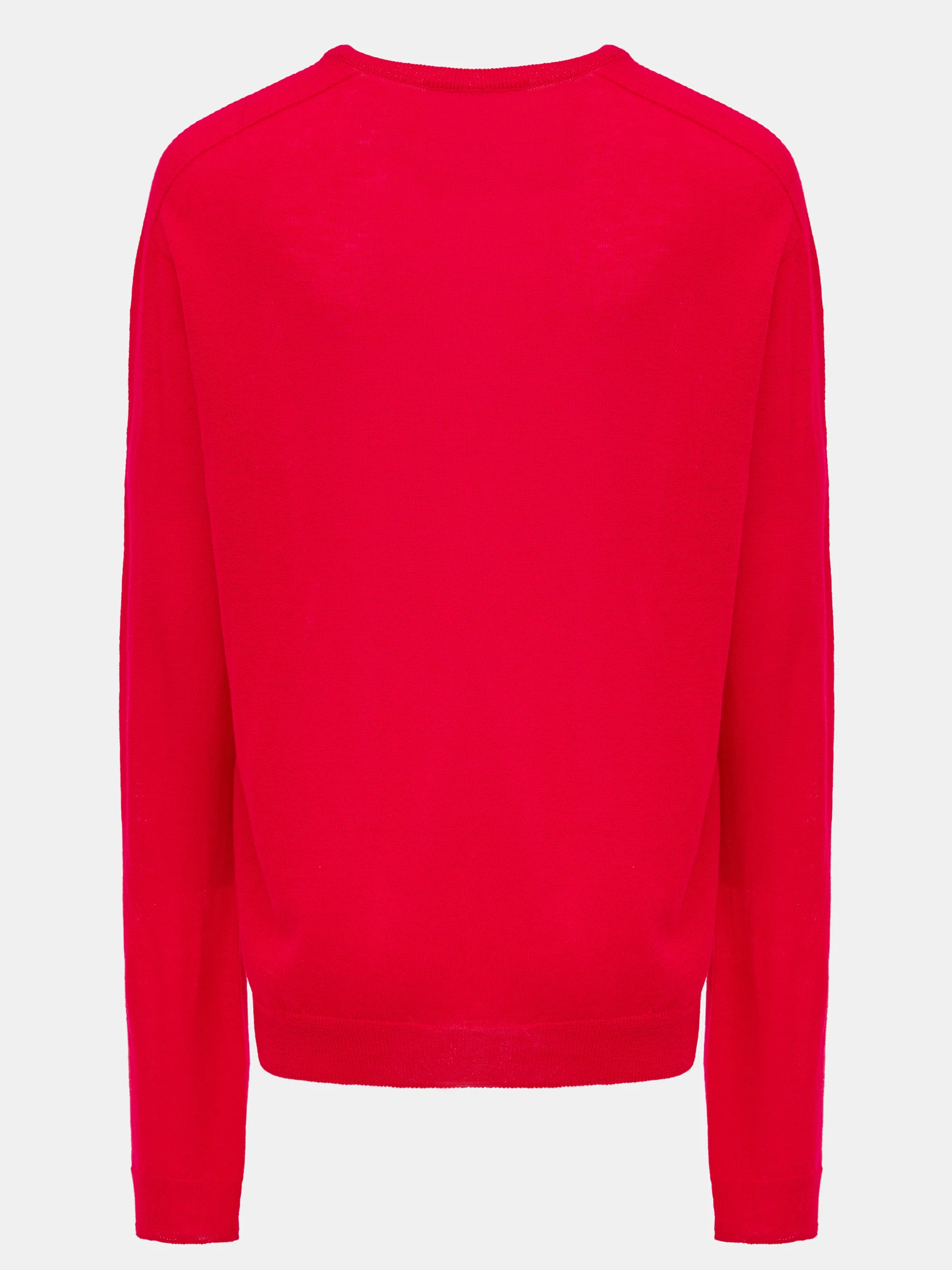 Merino Wool V-Neck Knit, Red - Image 6