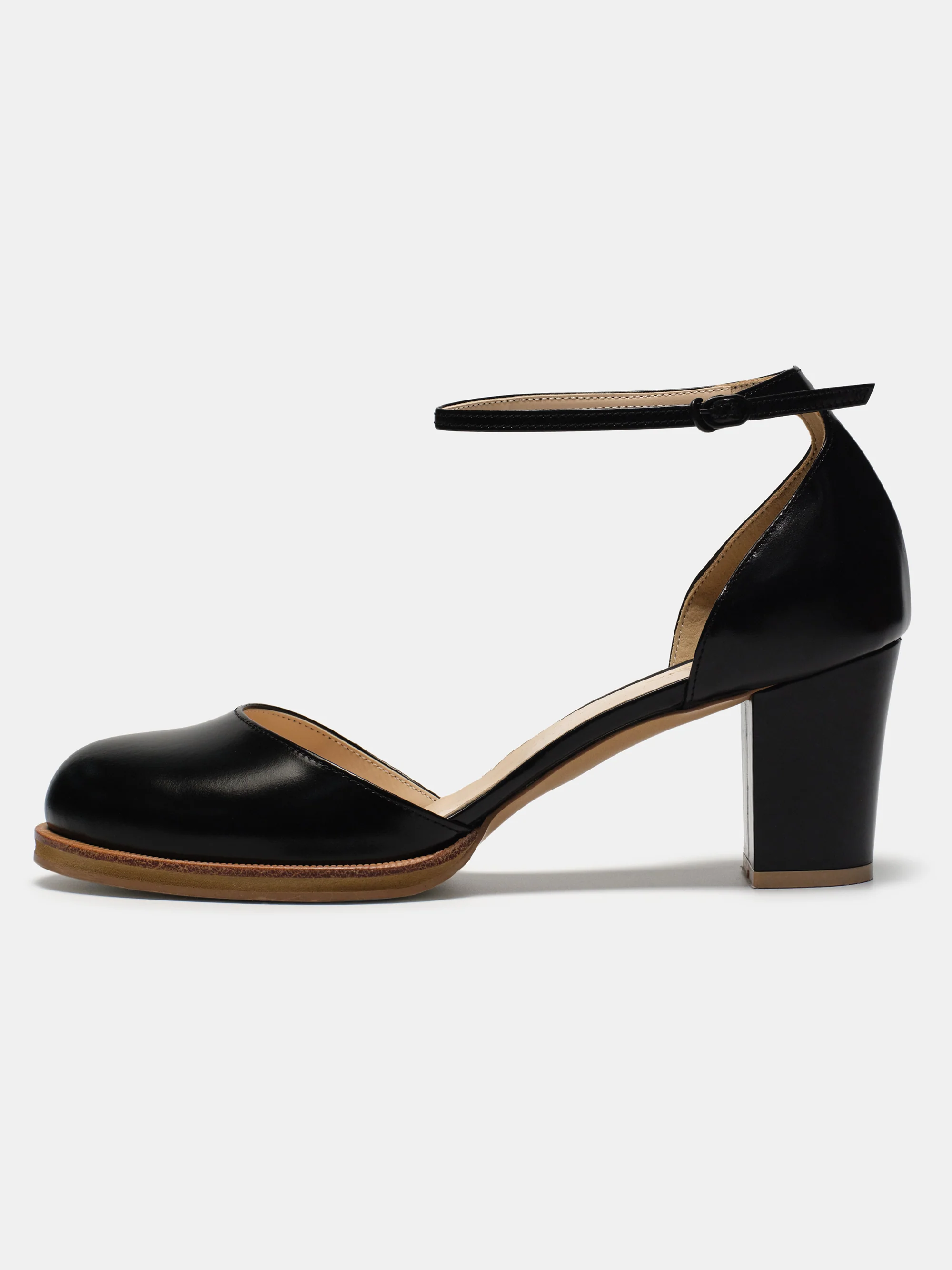 Meti Leather Mary Jane Heels, Black