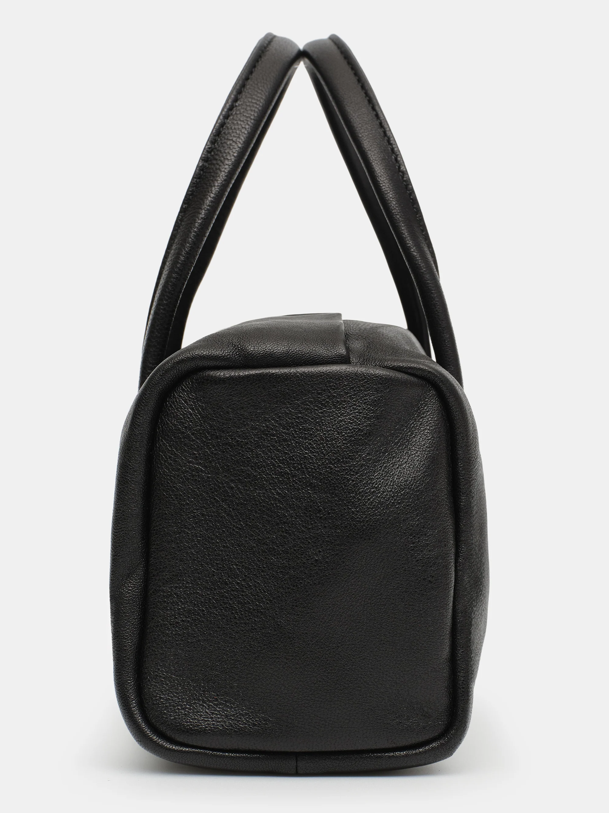 Mini Leather Handle Bag, Black - Image 3