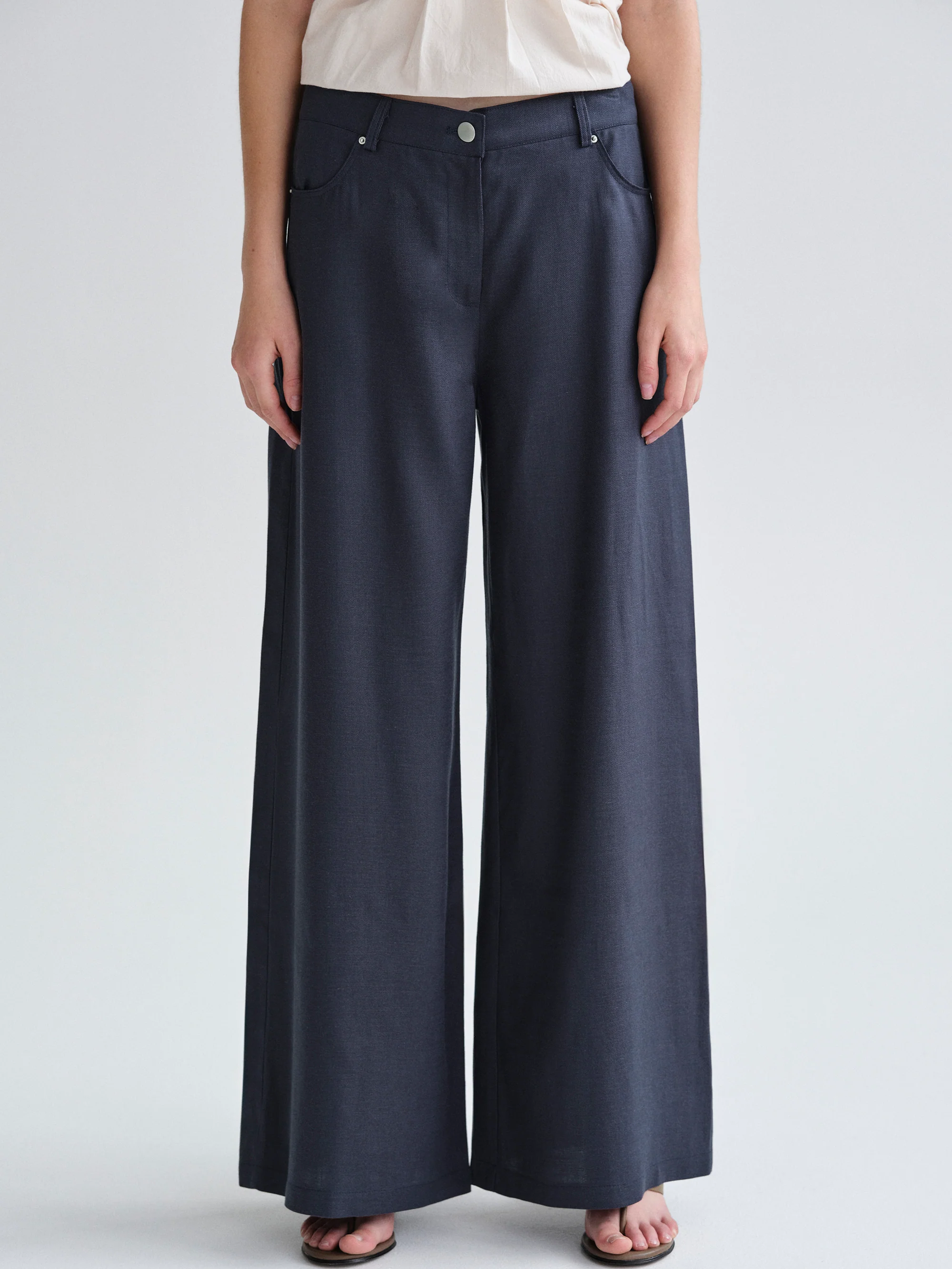 Mirko Fluid Tencel Denim Pants, Navy