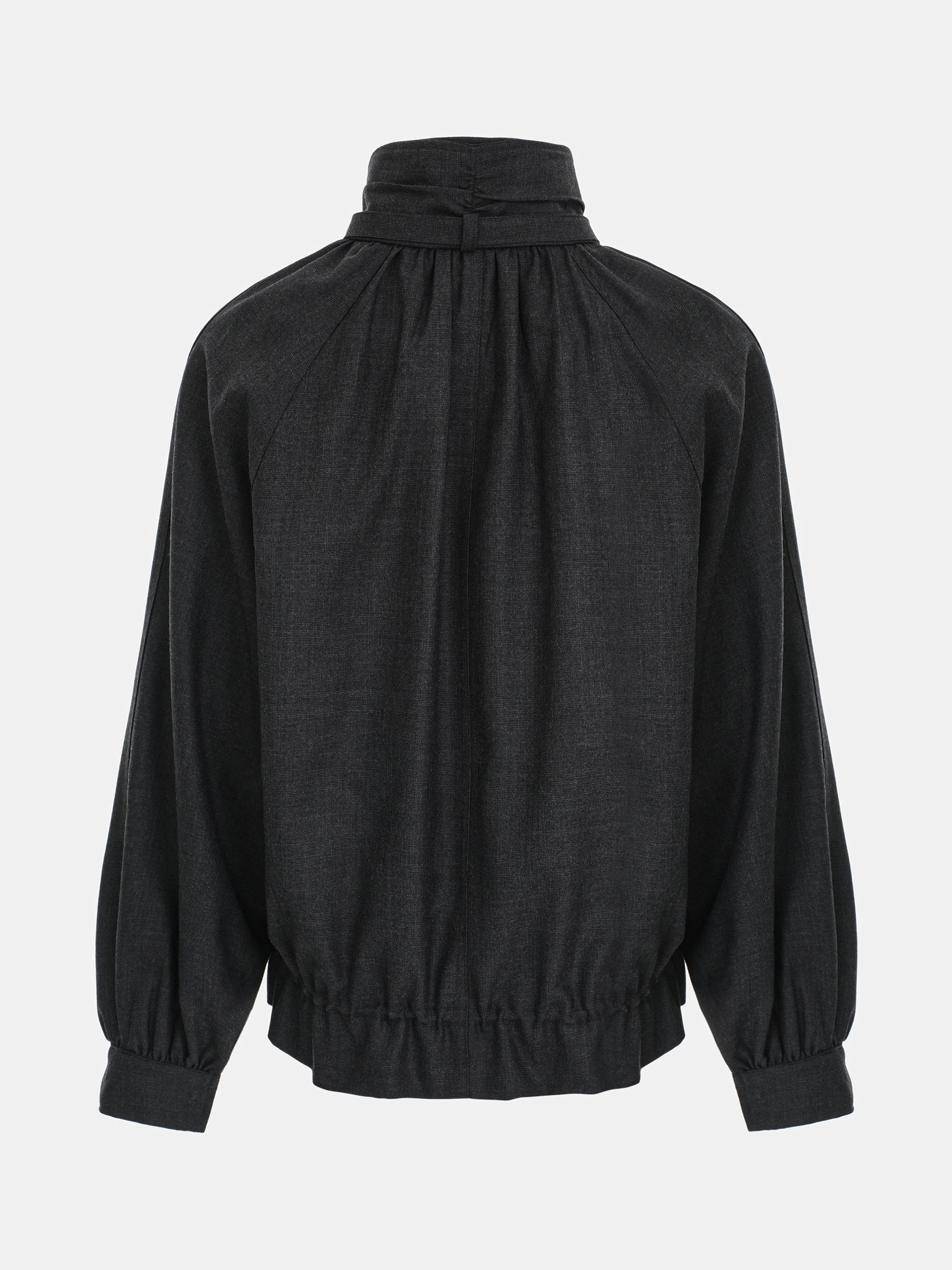 Mock-Neck Bomber Jacket, Charcoal - Image 6