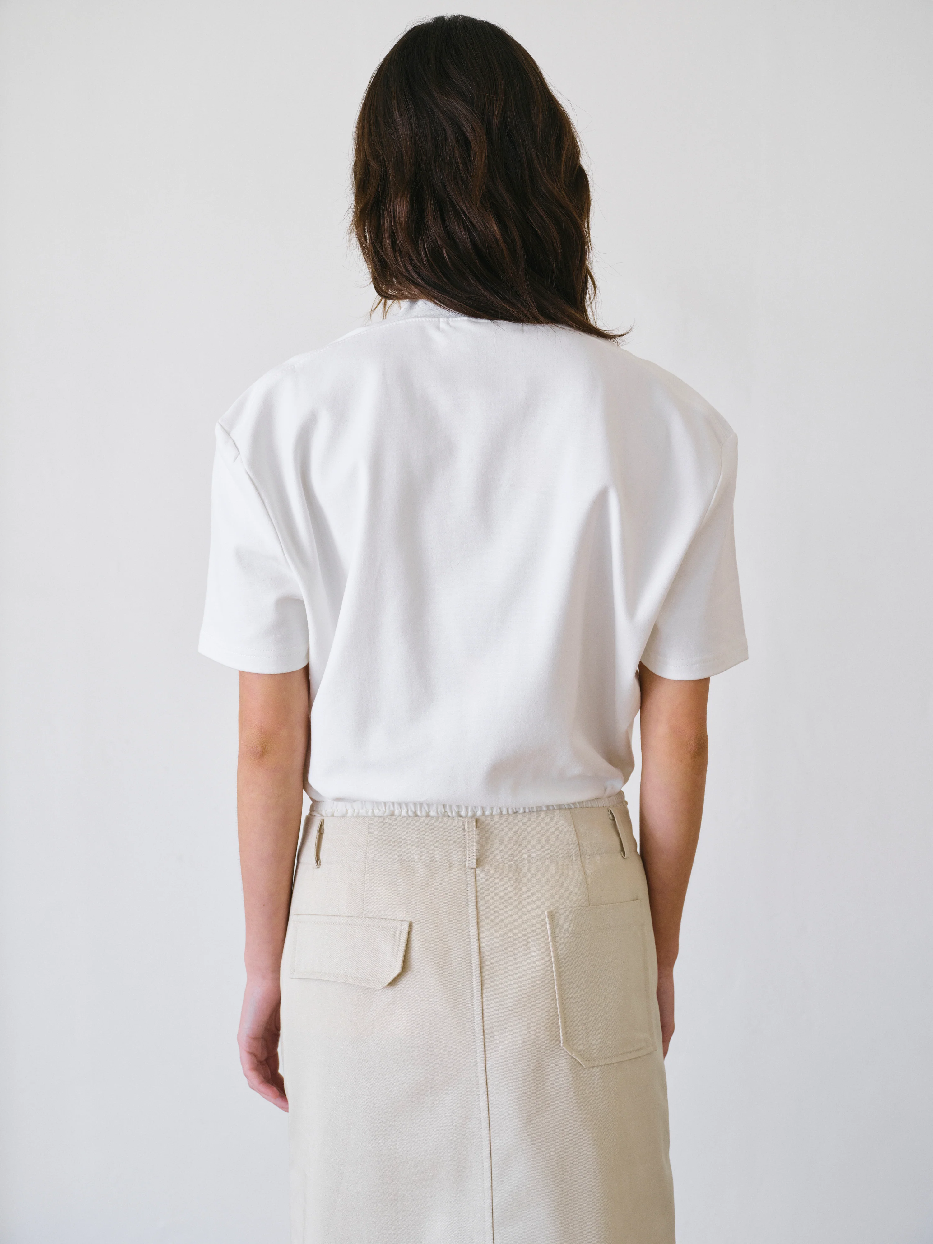 Mock-Neck Jersey T-shirt, Ivory - Image 3