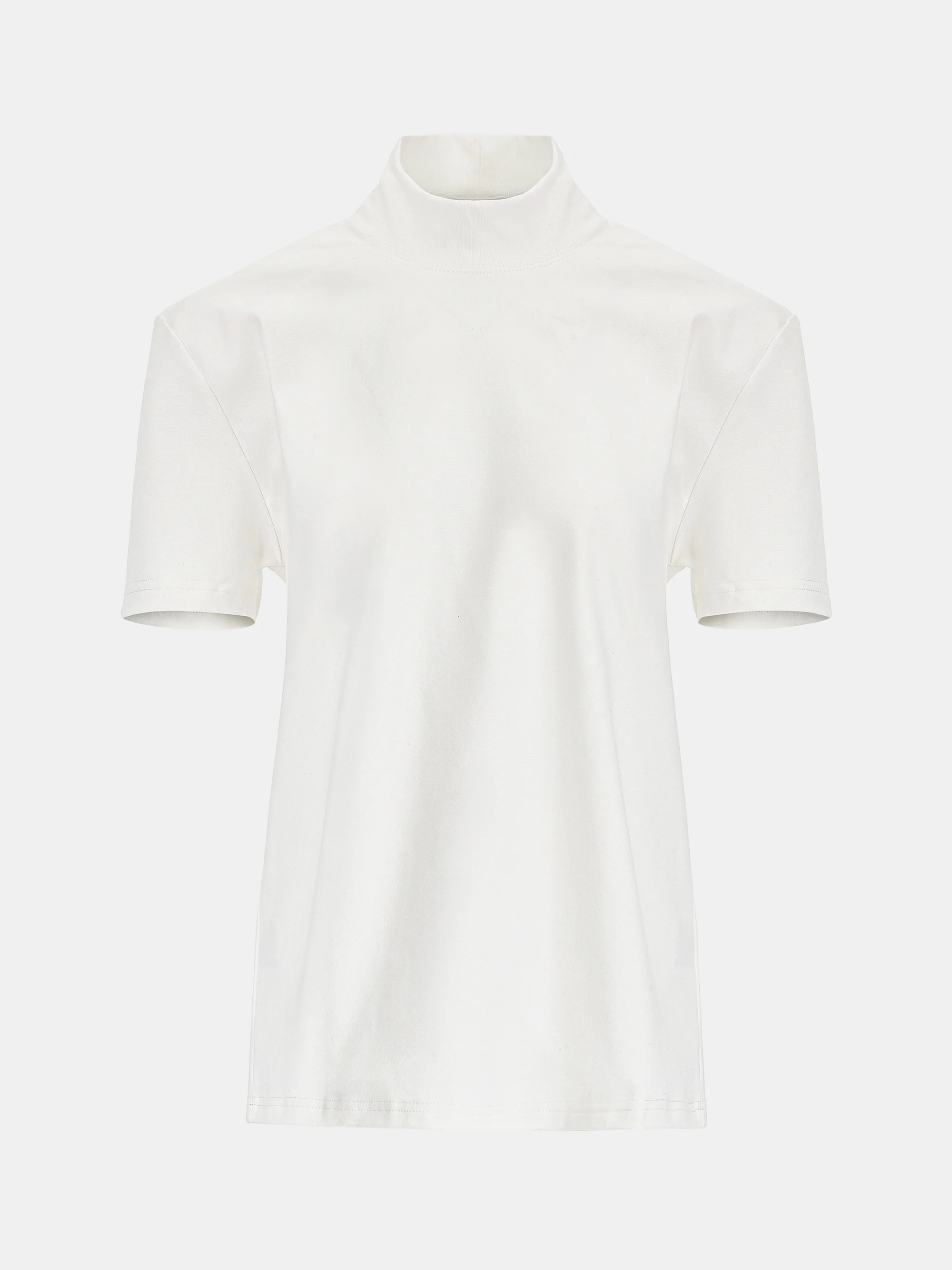 Mock-Neck Jersey T-shirt, Ivory - Image 4