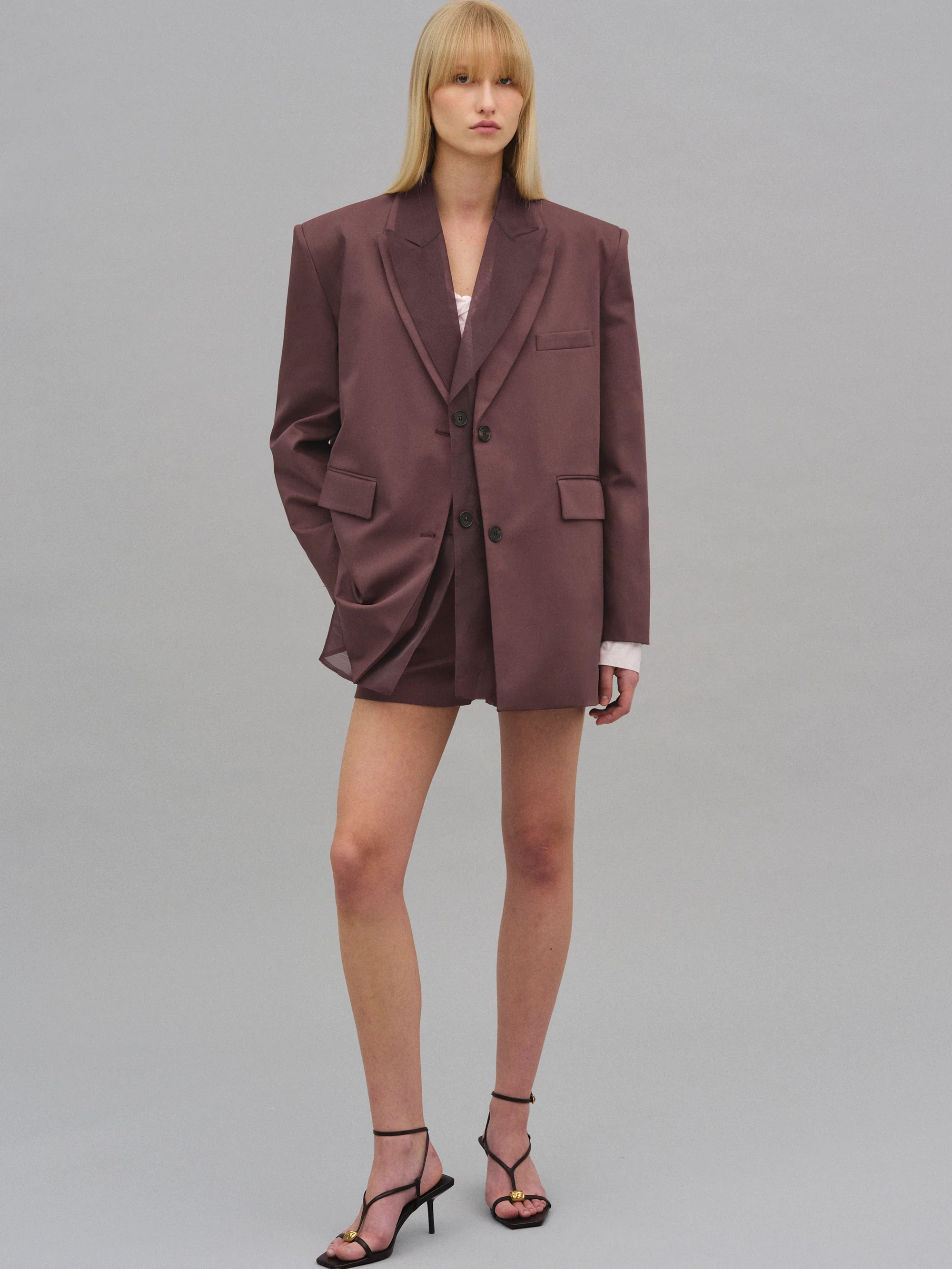Molly Sheer Collar Blazer, Wine