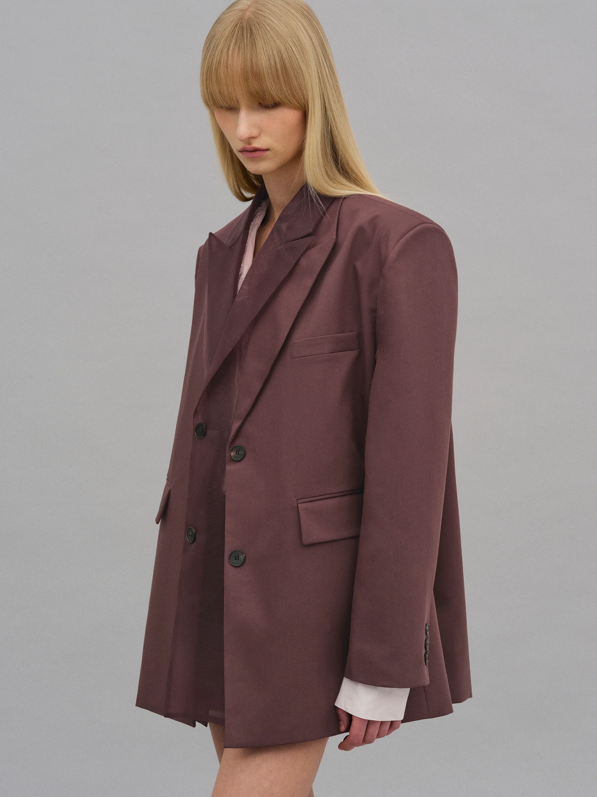 Molly Sheer Collar Blazer, Wine - Image 2
