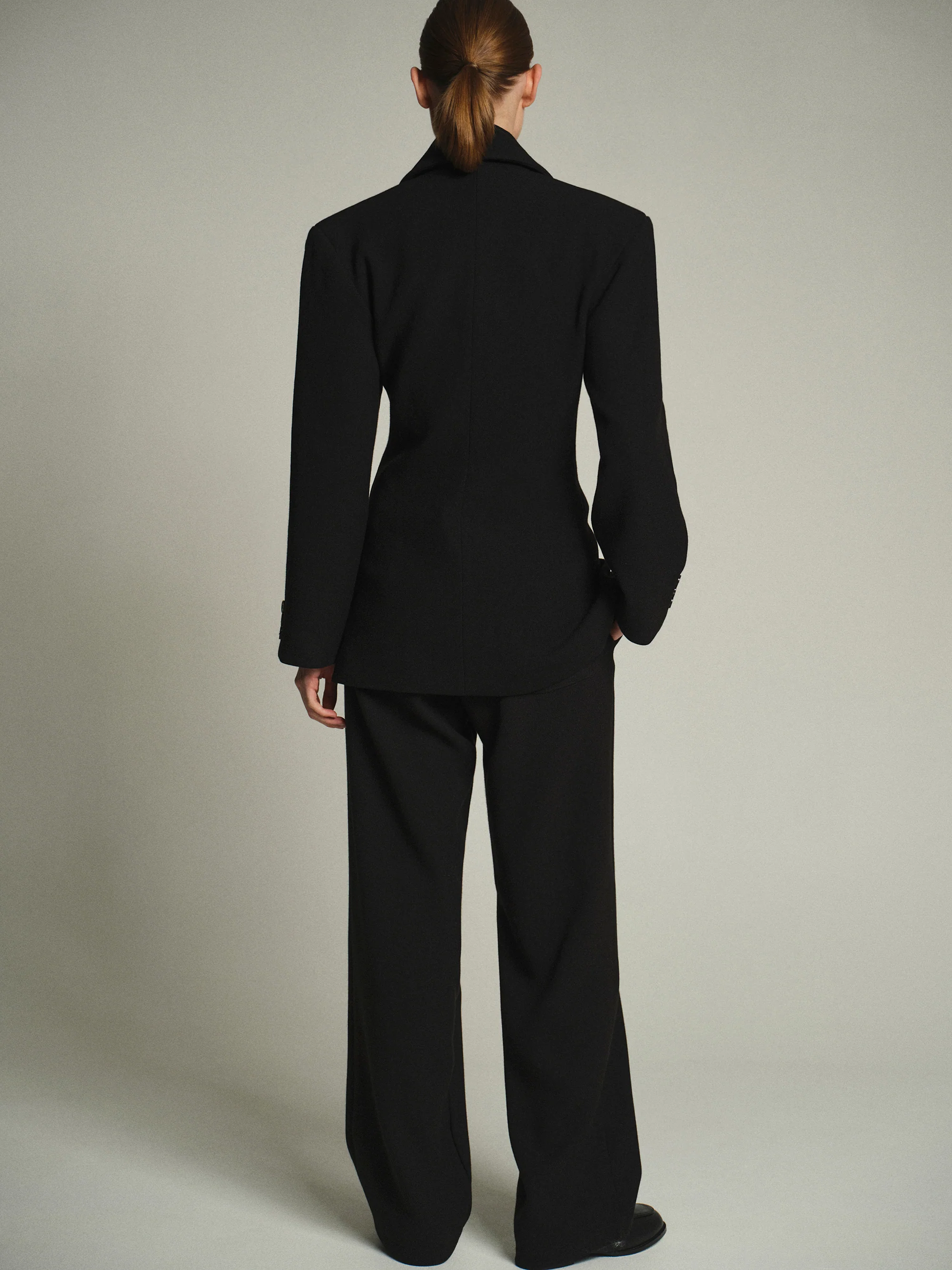 Nangy Double Breasted Cinched Blazer, Black - Image 4