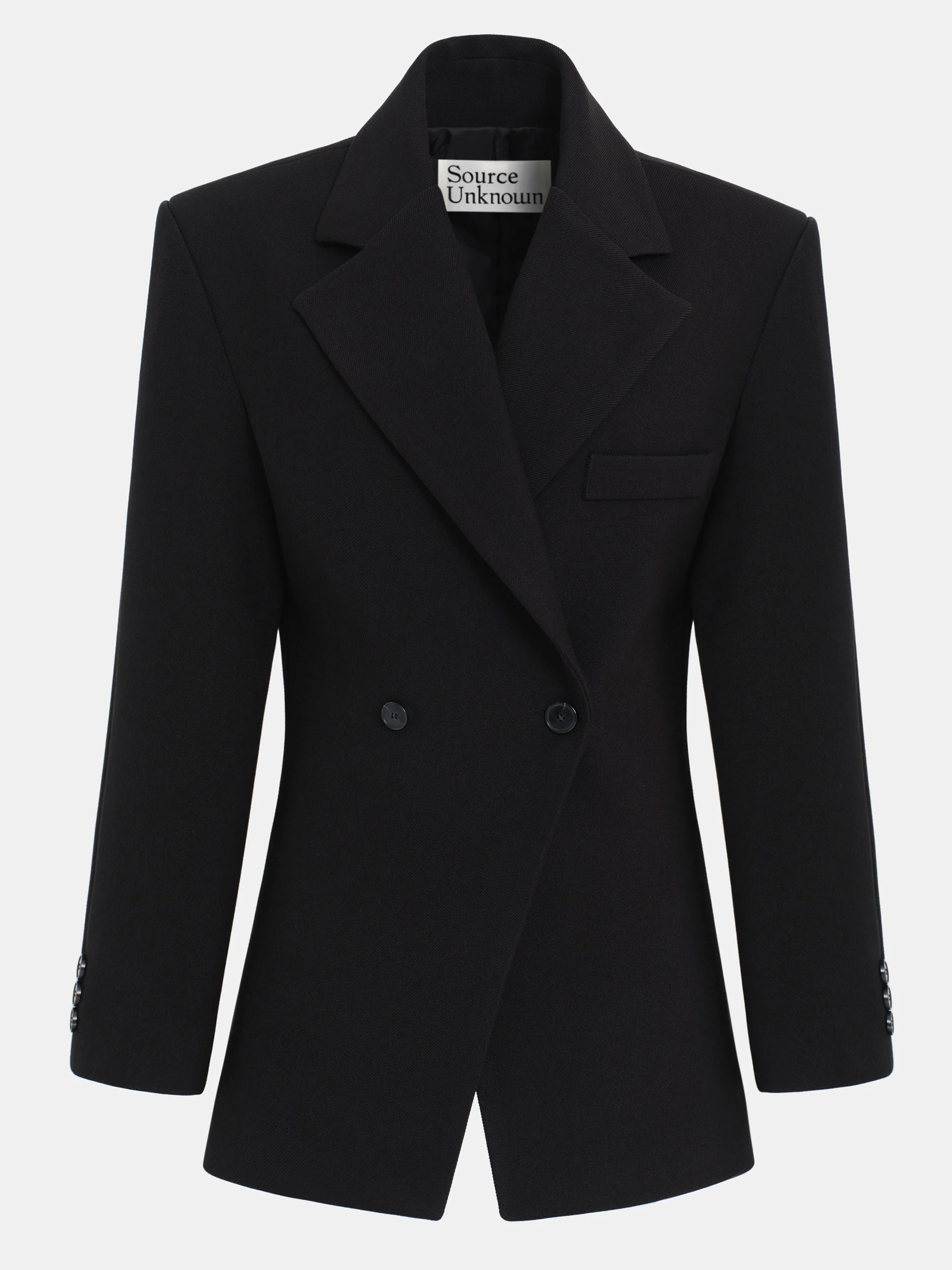 Nangy Double Breasted Cinched Blazer, Black - Image 5