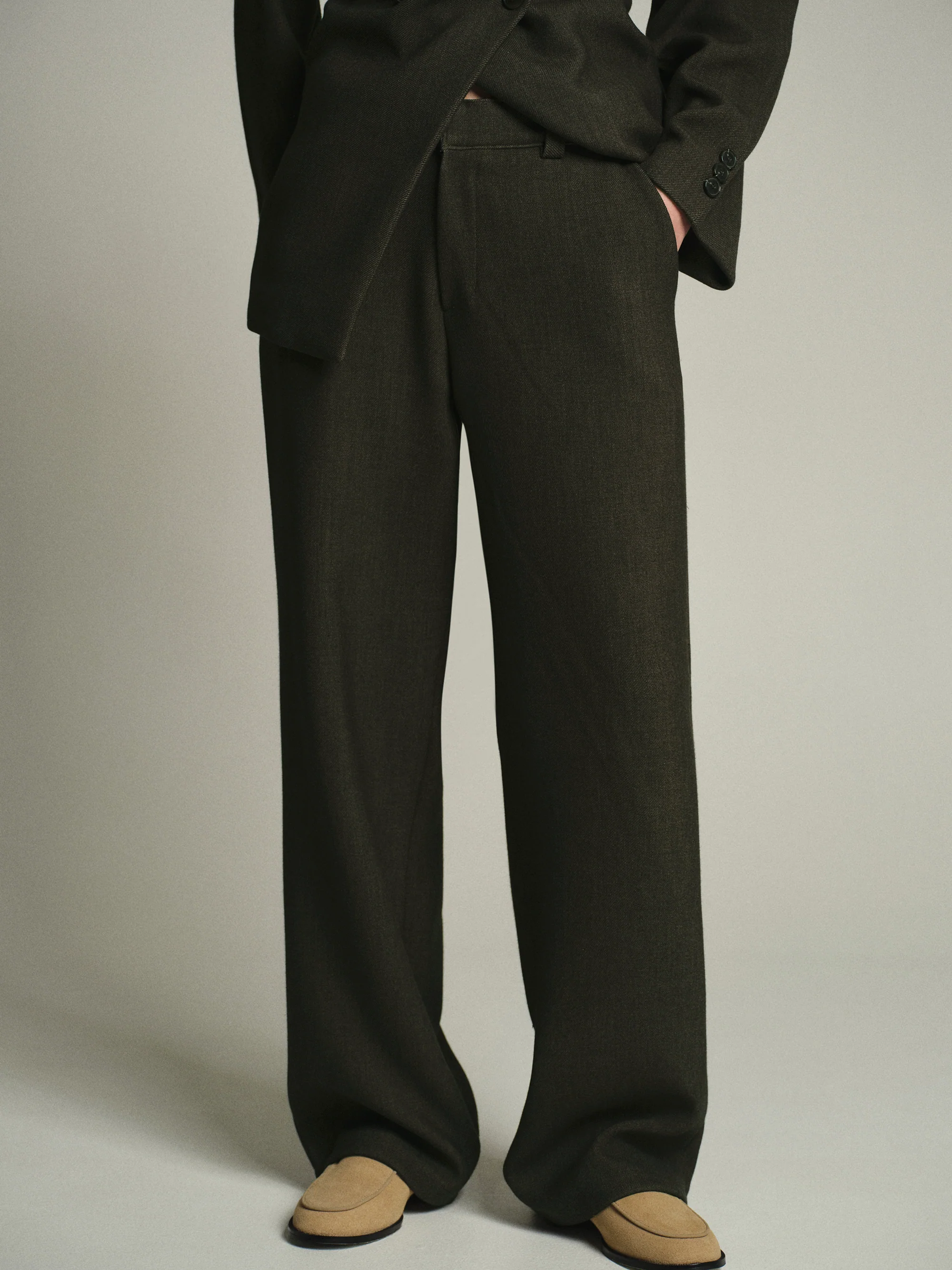 Nangy Tailored Trousers, Khaki - Image 2