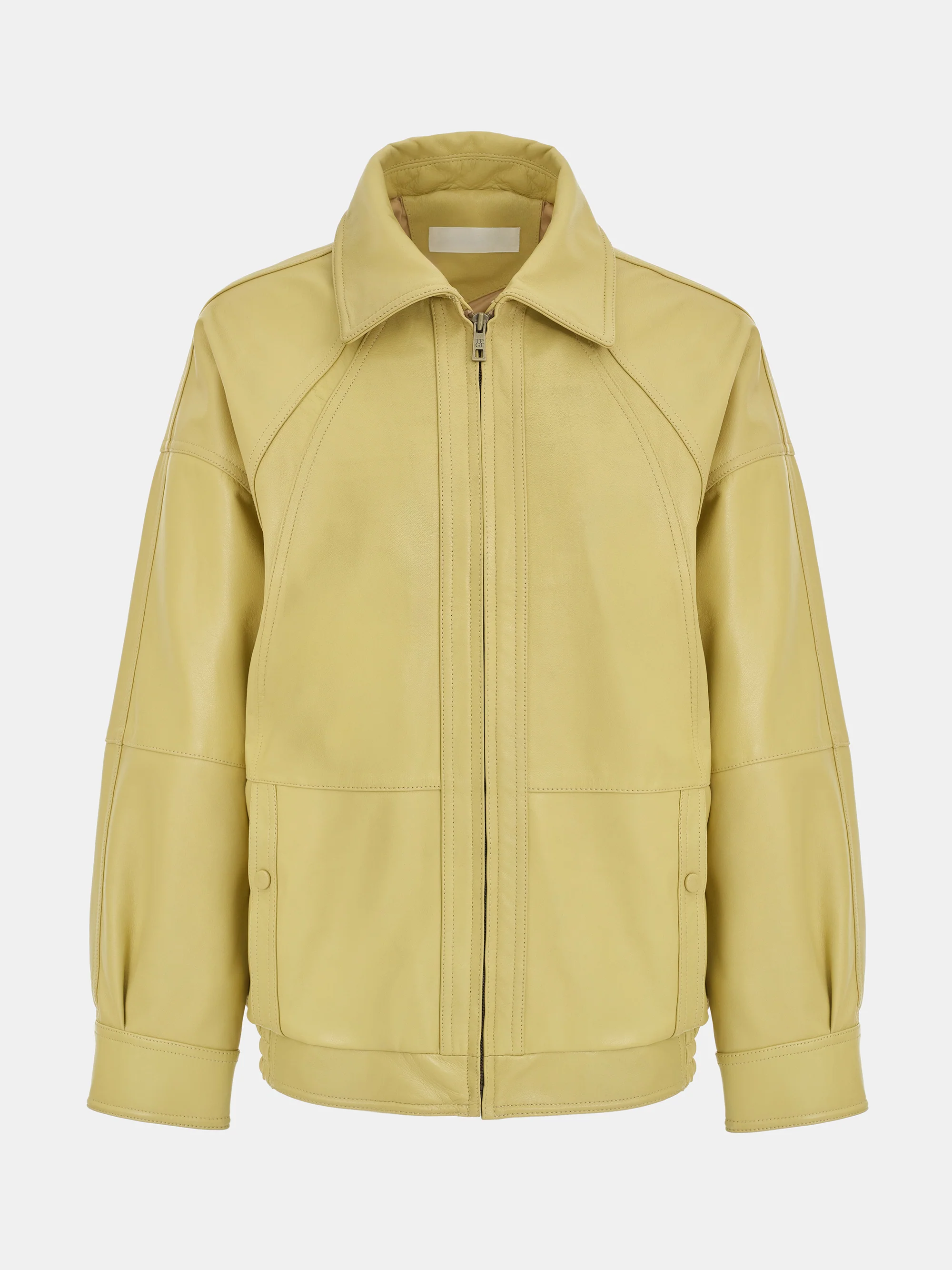 Nappa Leather Zip Jacket, Yellow - Image 5