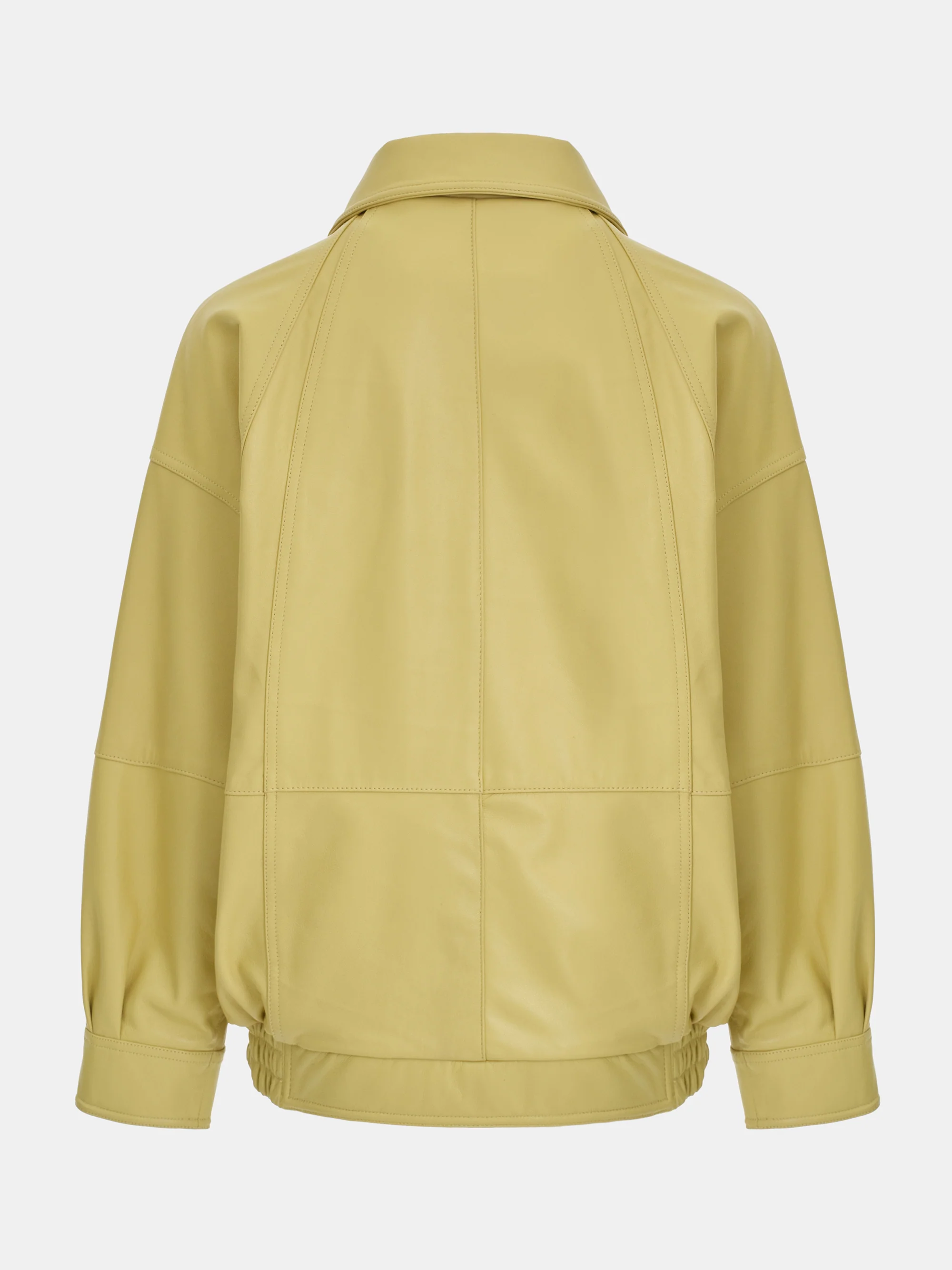 Nappa Leather Zip Jacket, Yellow - Image 6