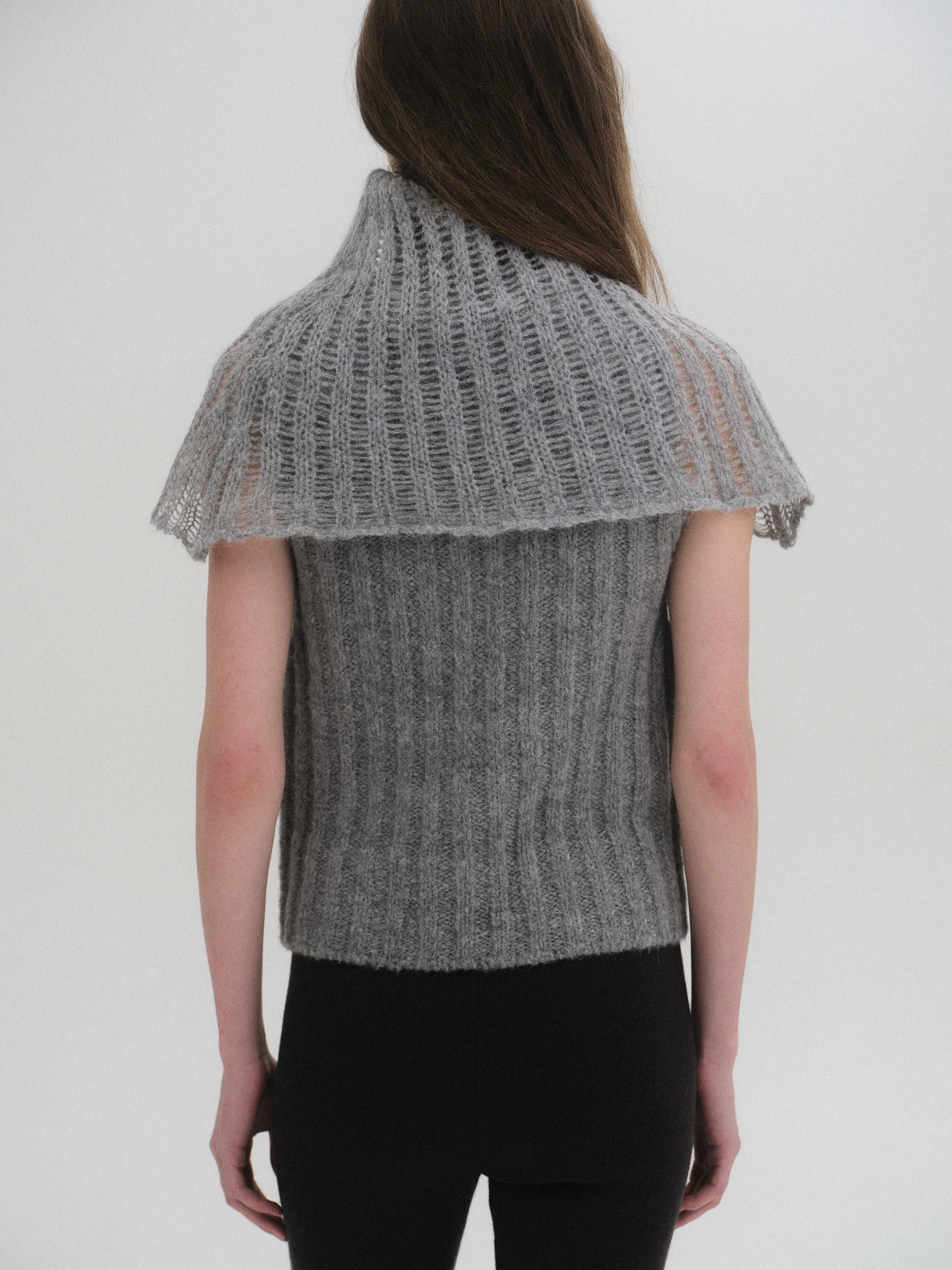Neck Warmer Knit Top, Grey - Image 5