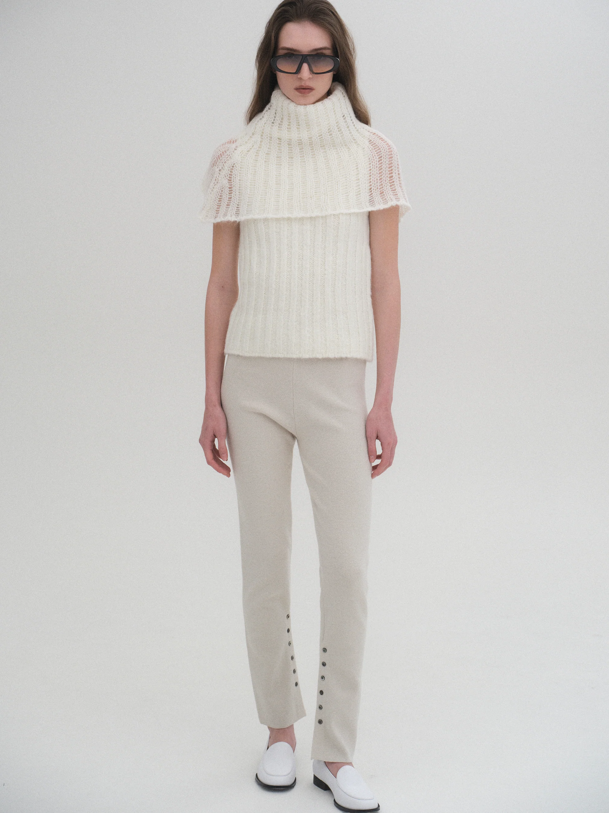 Neck Warmer Knit Top, Ivory - Image 3