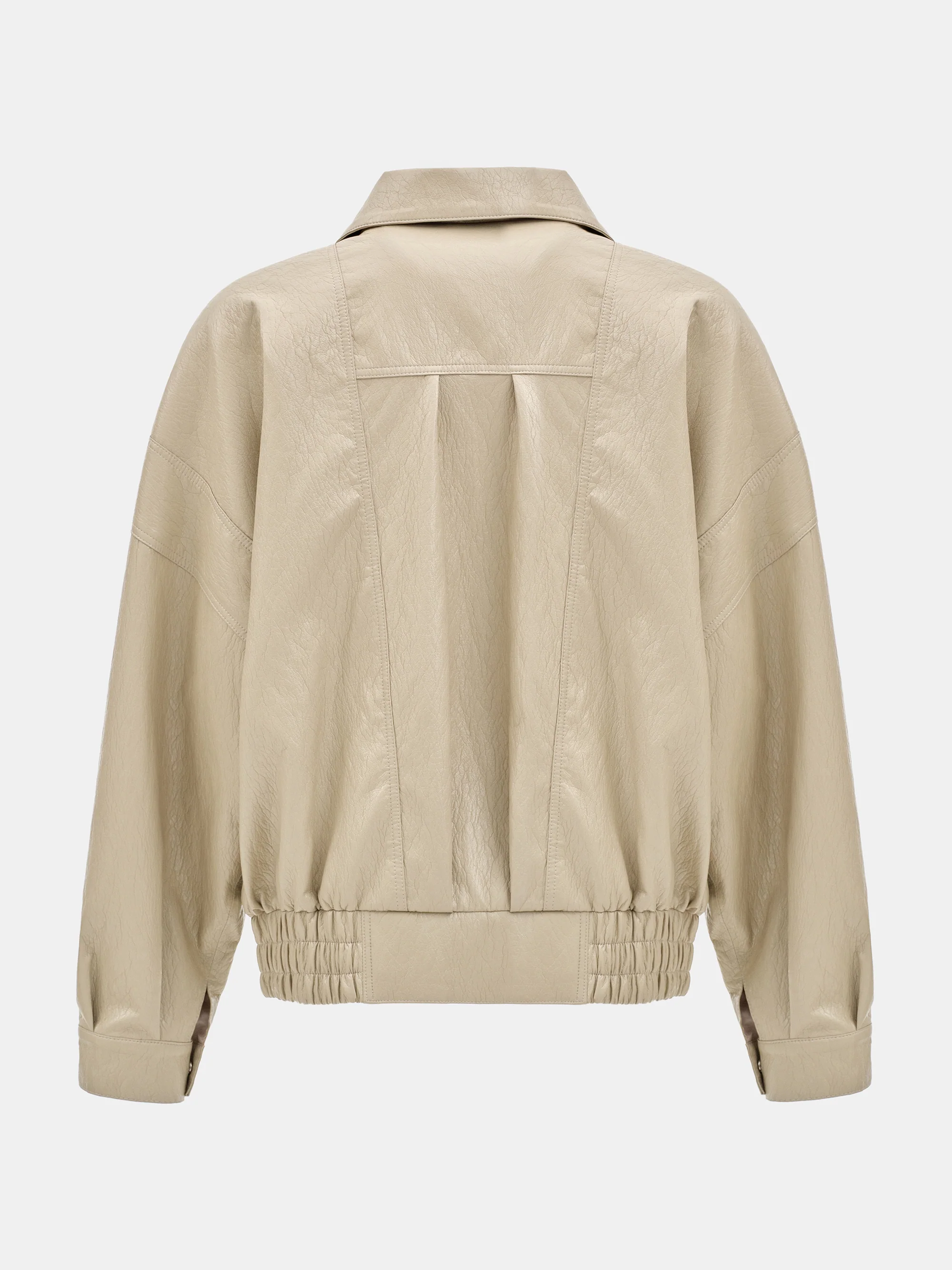 Noler Boxy Faux-Leather Bomber Jacket, Beige - Image 9