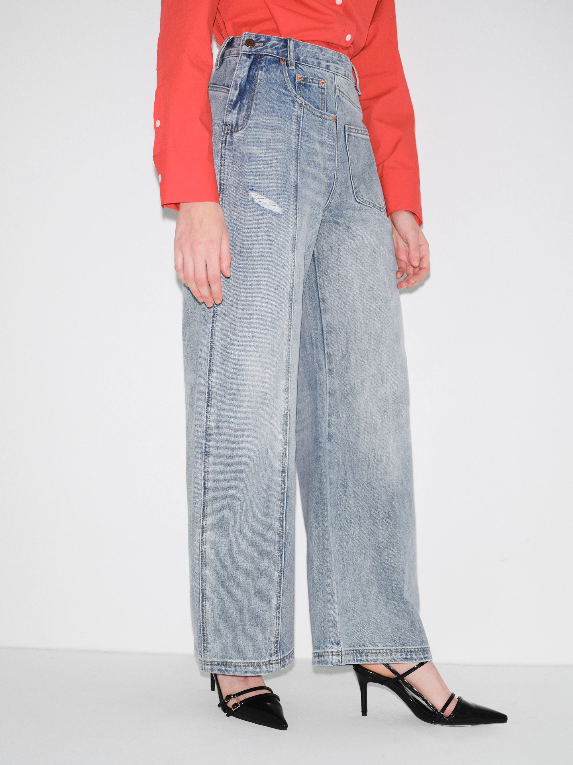 Off-Centre Seam Jeans, Light Blue - Image 4