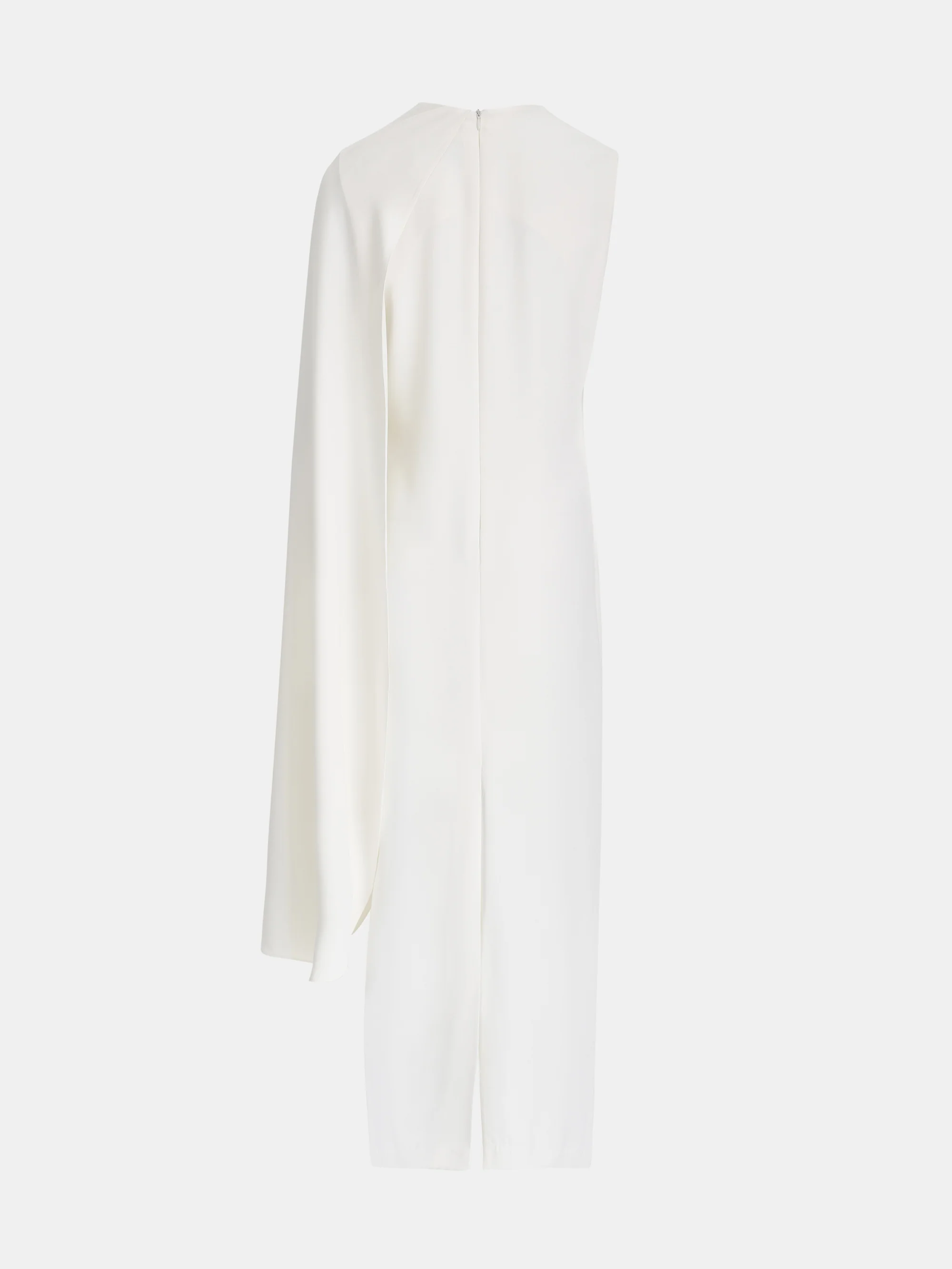 One-Shoulder Draped Dress, White - Image 6