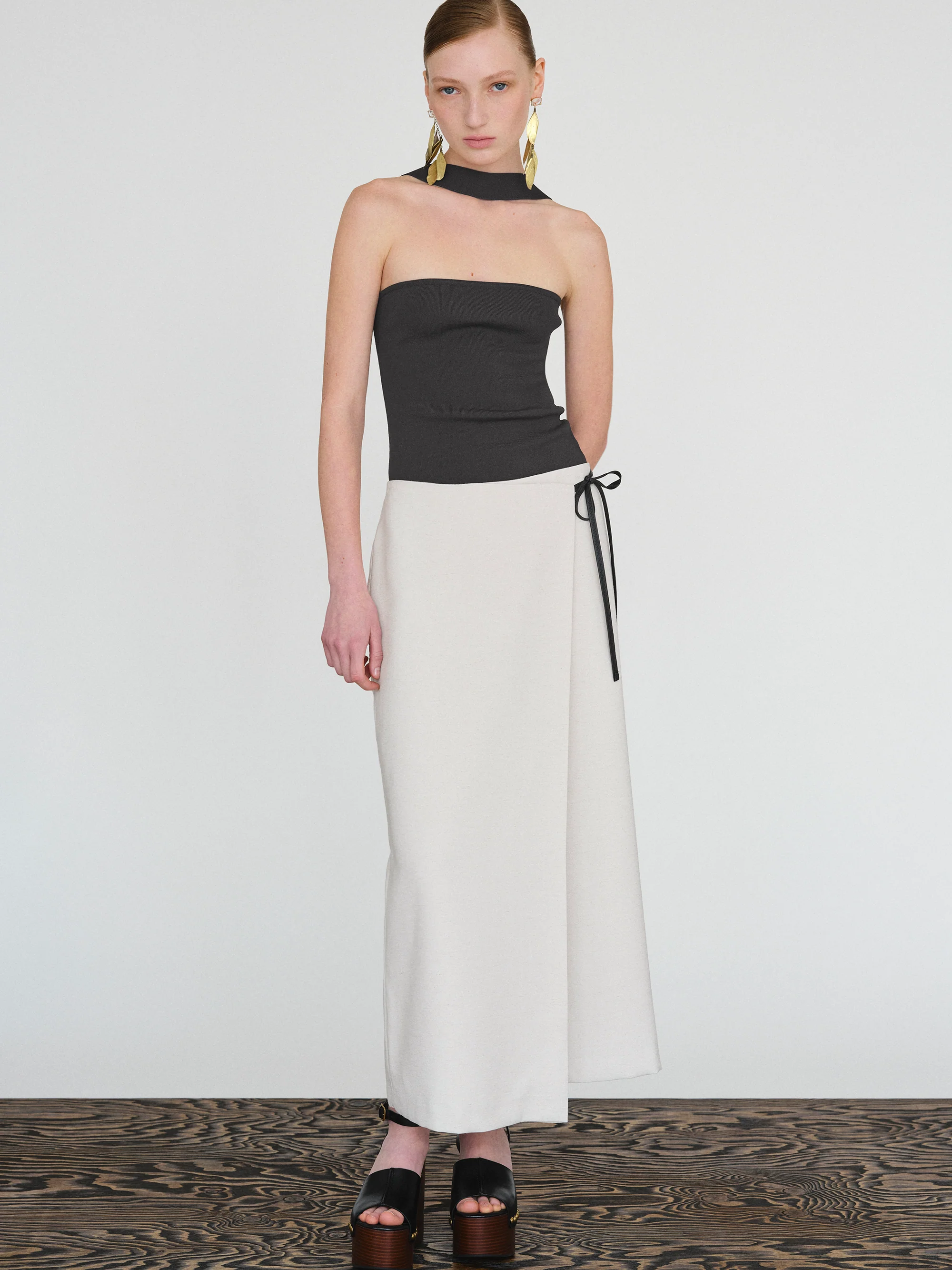 Osyne Wrap Linen Skirt, Ivory - Image 3