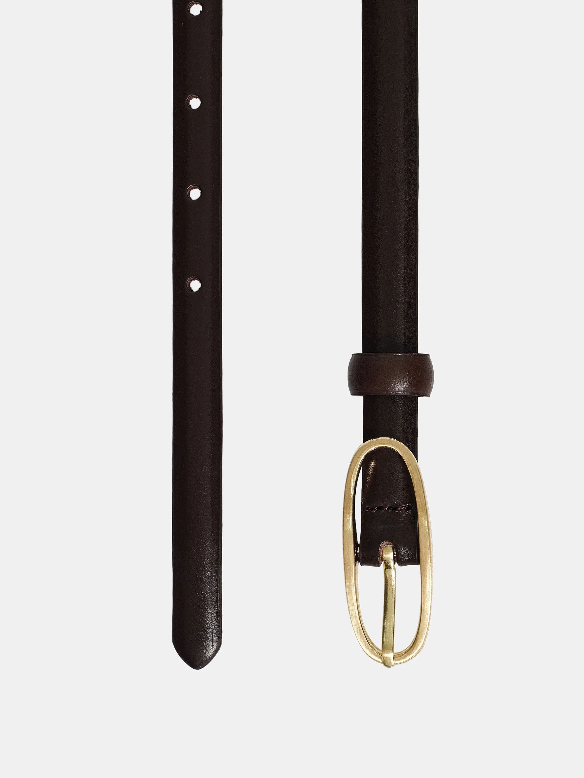 Oval Buckle Leather Belt, Chocolate