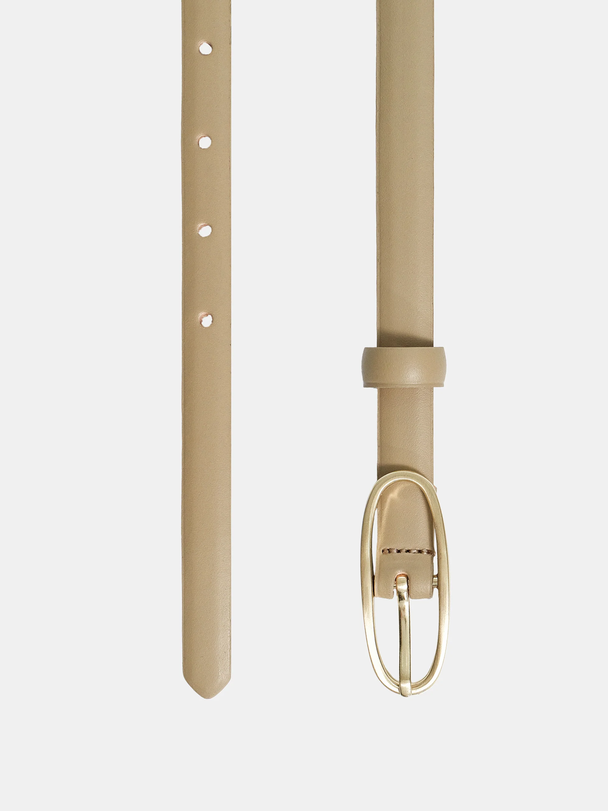 Oval Buckle Leather Belt, Sand