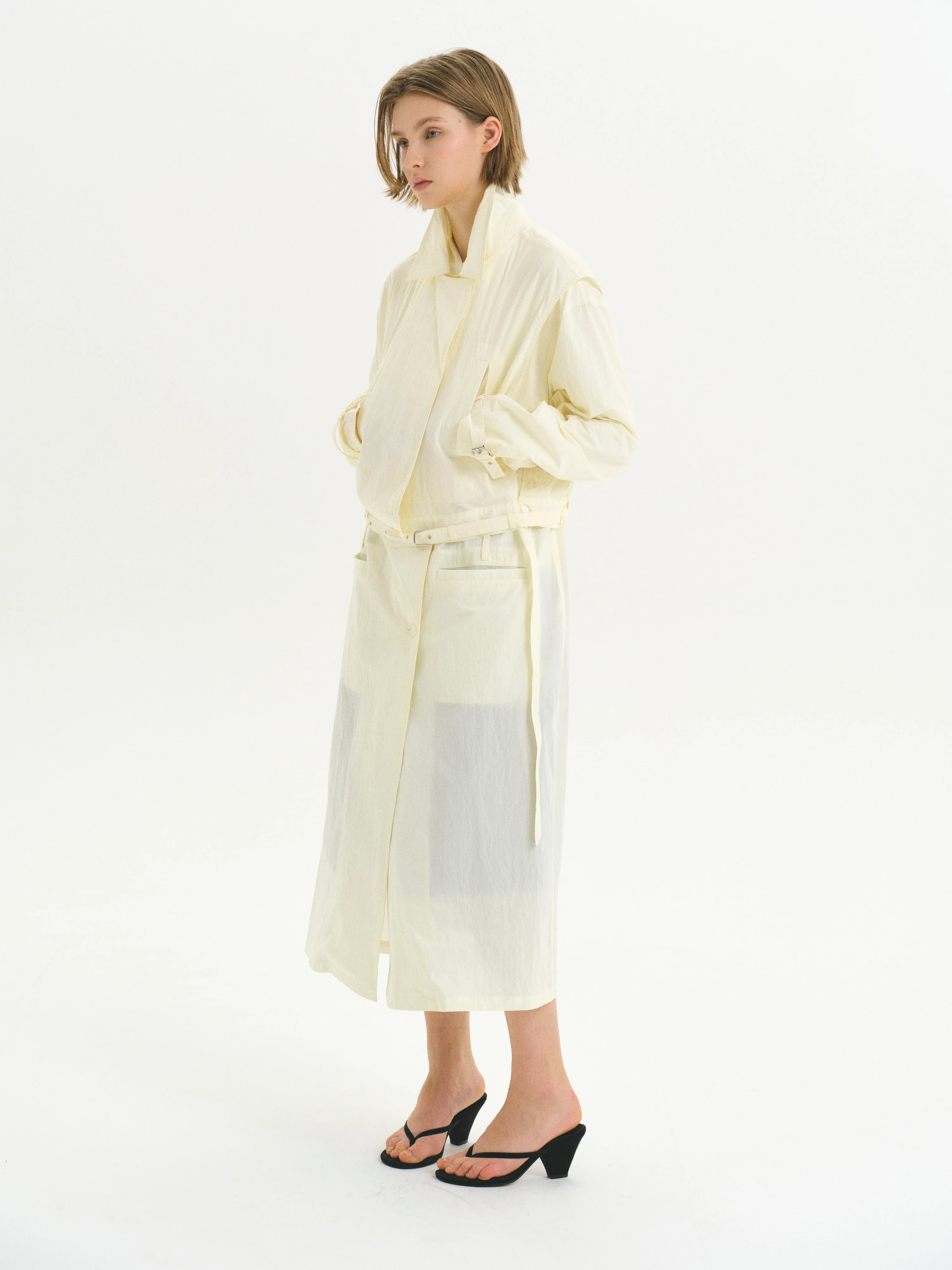 Overlay Trench Coat, Cream - Image 2