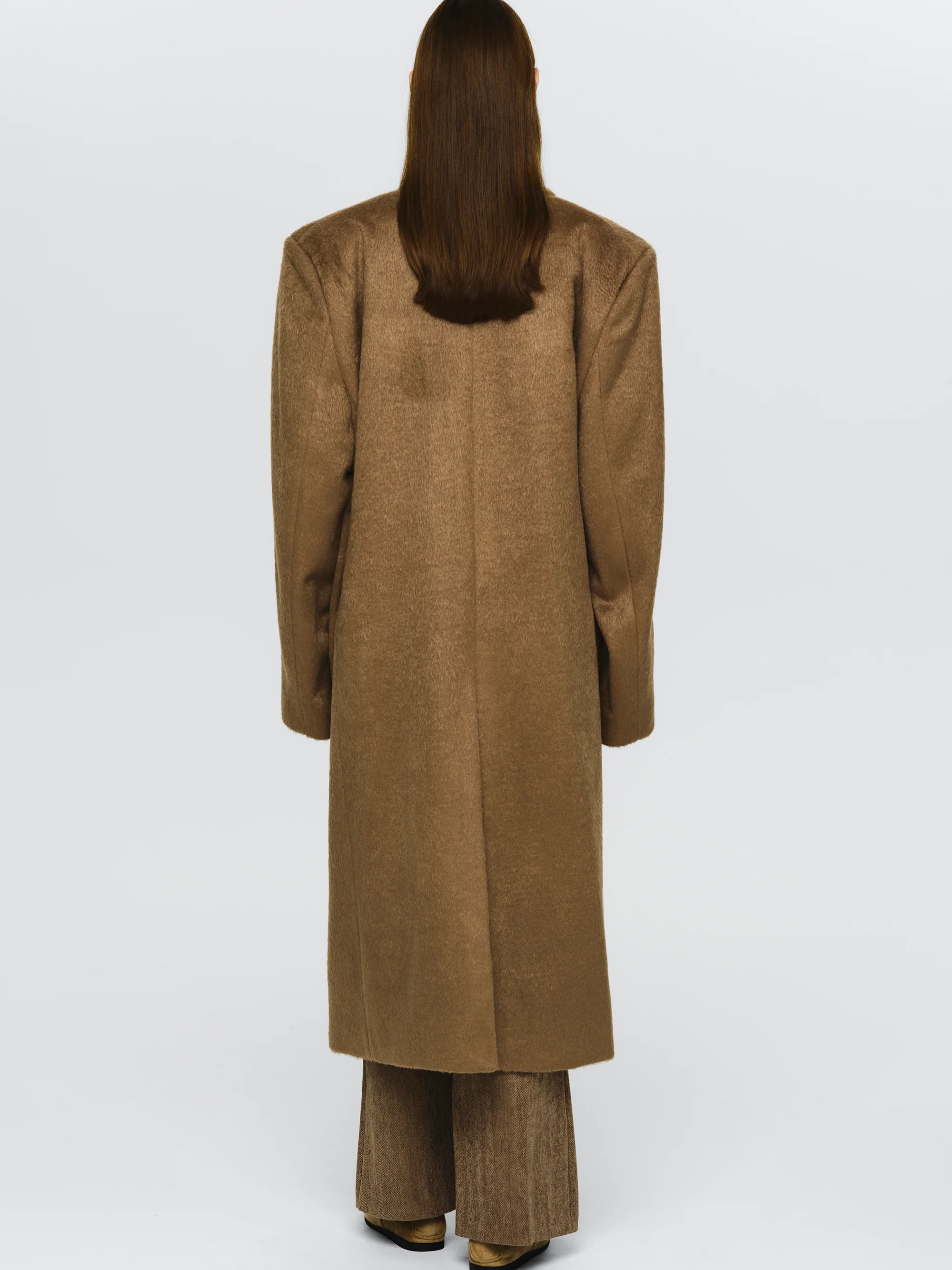Oversized Brushed Coat, Brown - Image 3