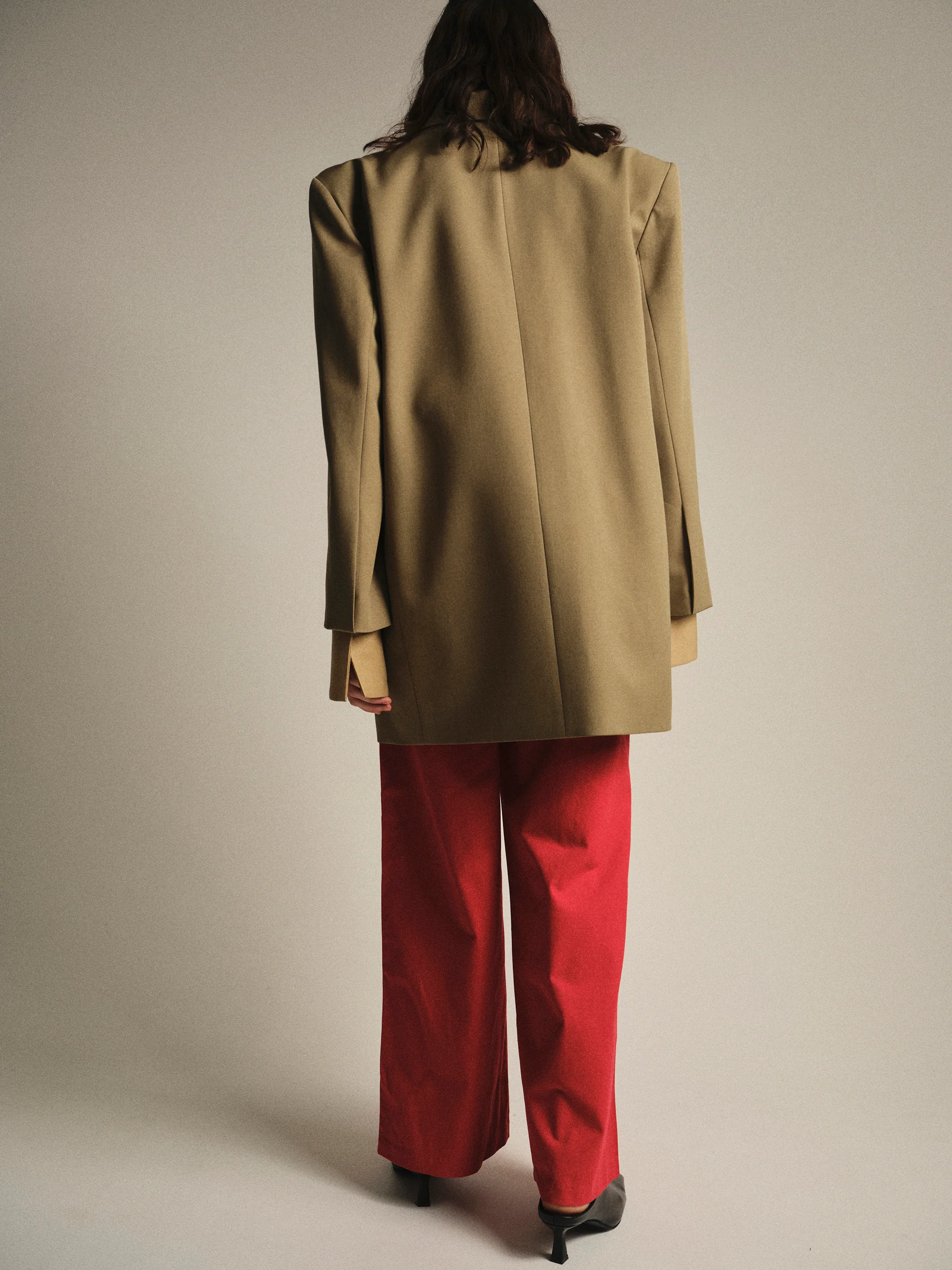 Oversized Double Breasted Blazer, Beige - Image 4