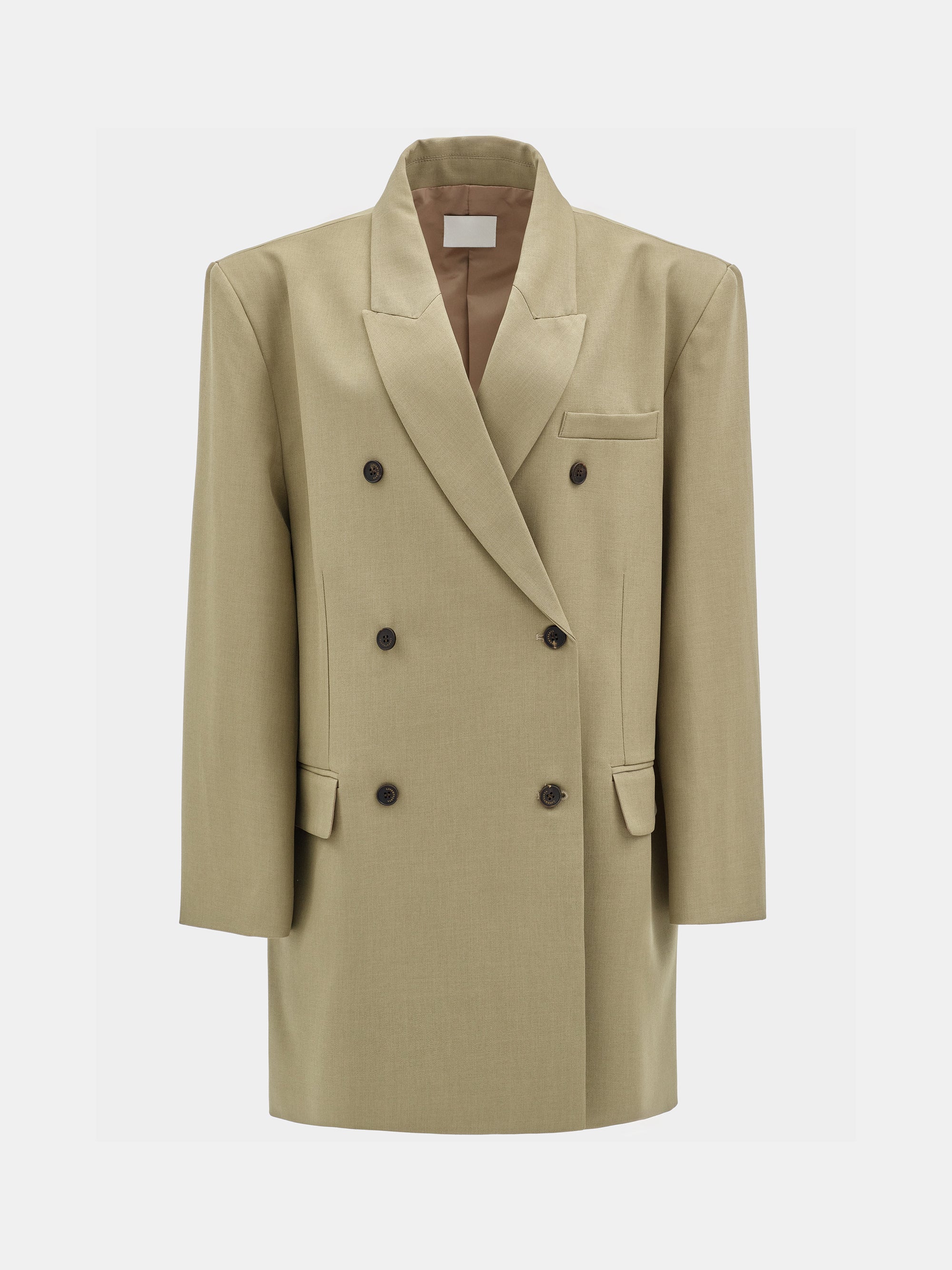 Oversized Double Breasted Blazer, Beige - Image 6