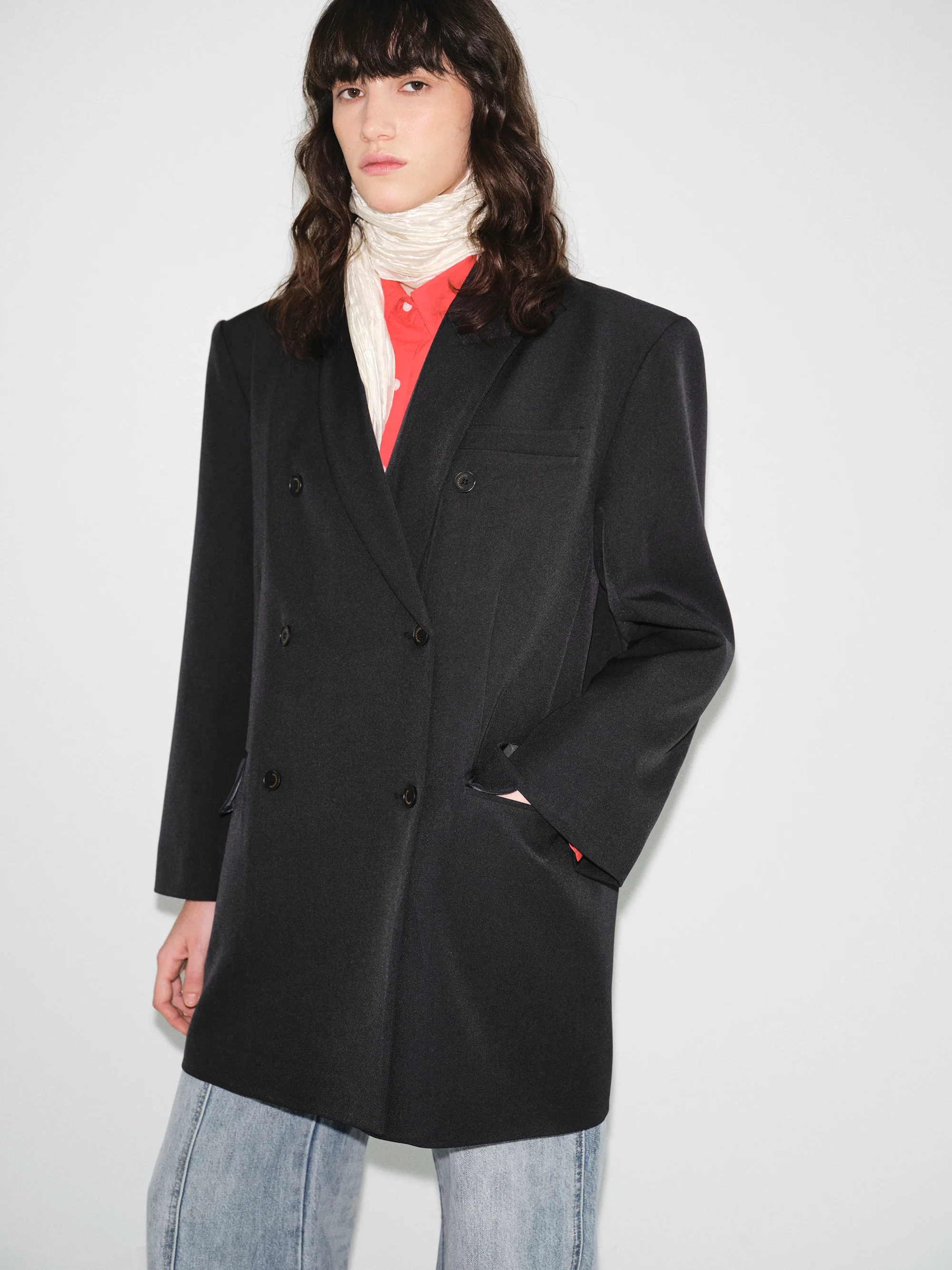Oversized Double Breasted Blazer, Black